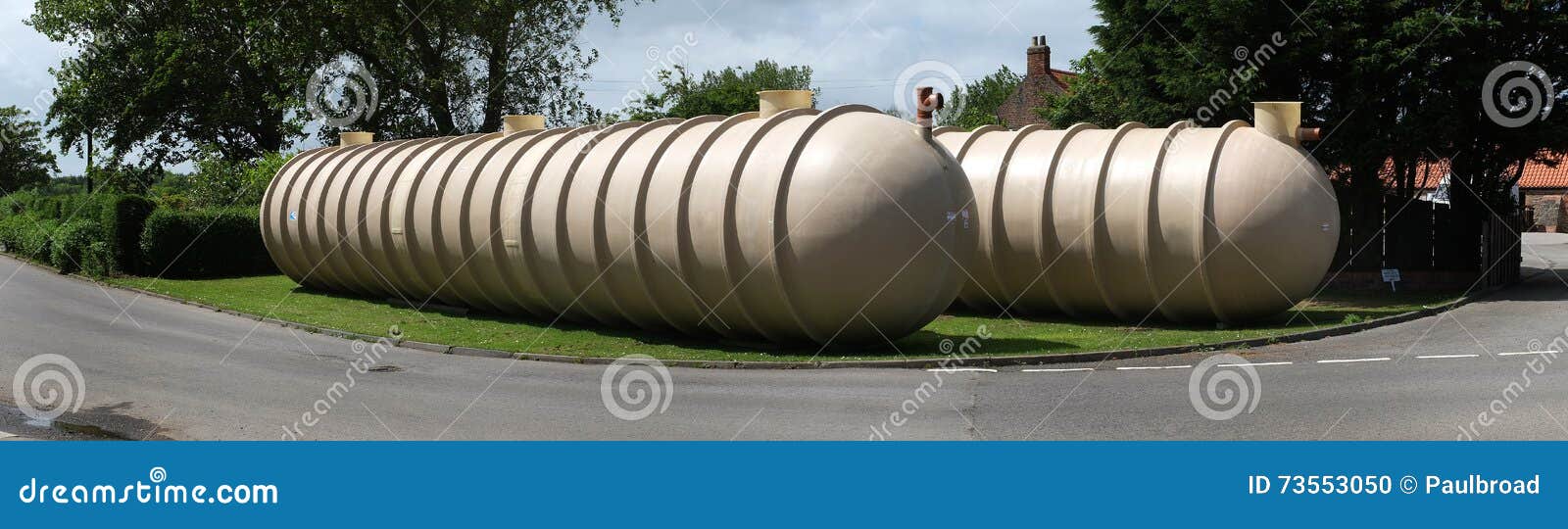 Large Septic Tanks at Residential and Holiday Caravan Site. Stock Photo