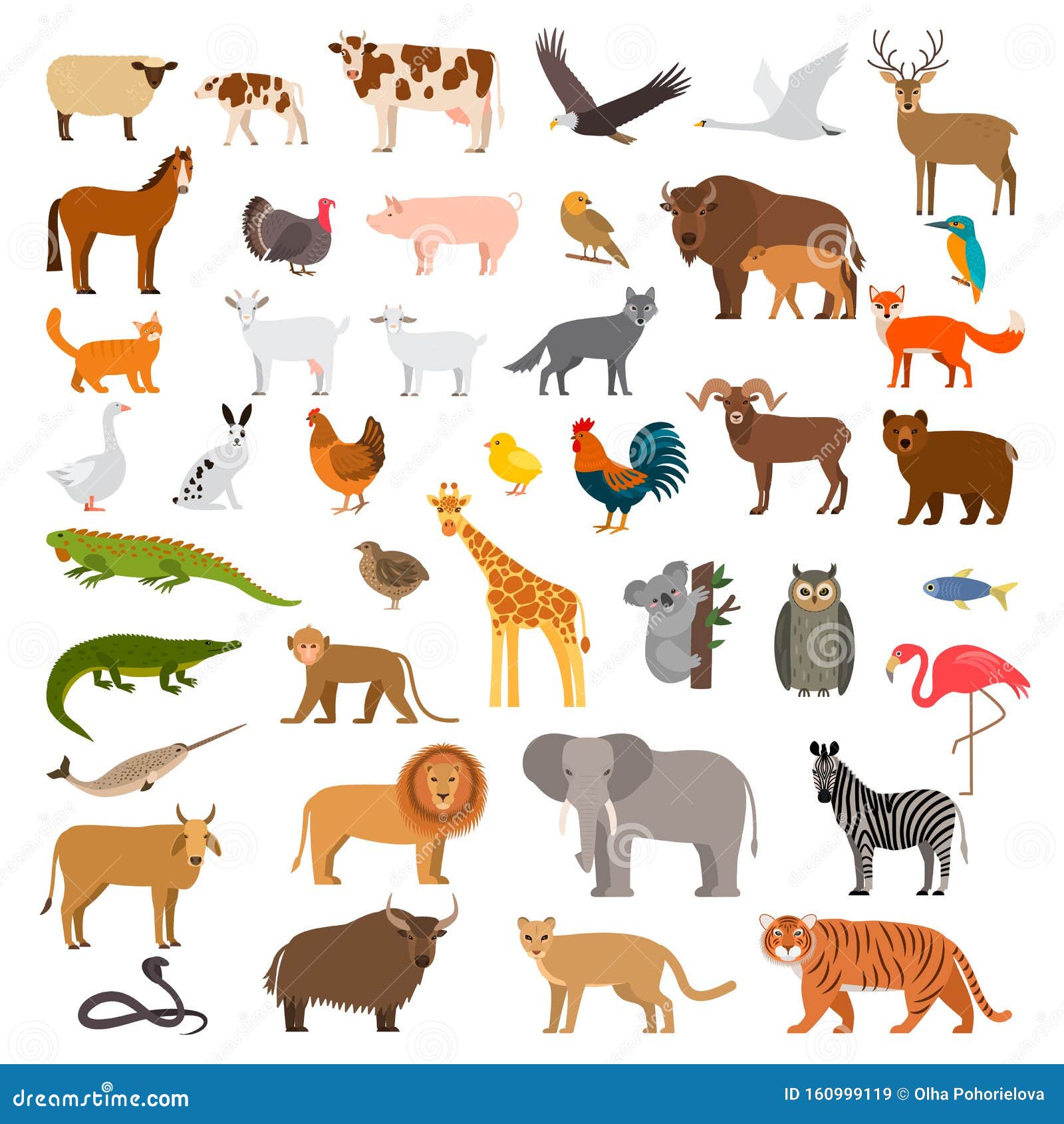 A Large Set of African, Forest and Animals and Birds from the Farm with the  Cubs. Bear, Cow, Elephant, Lion Stock Illustration - Illustration of pets,  horse: 160999119