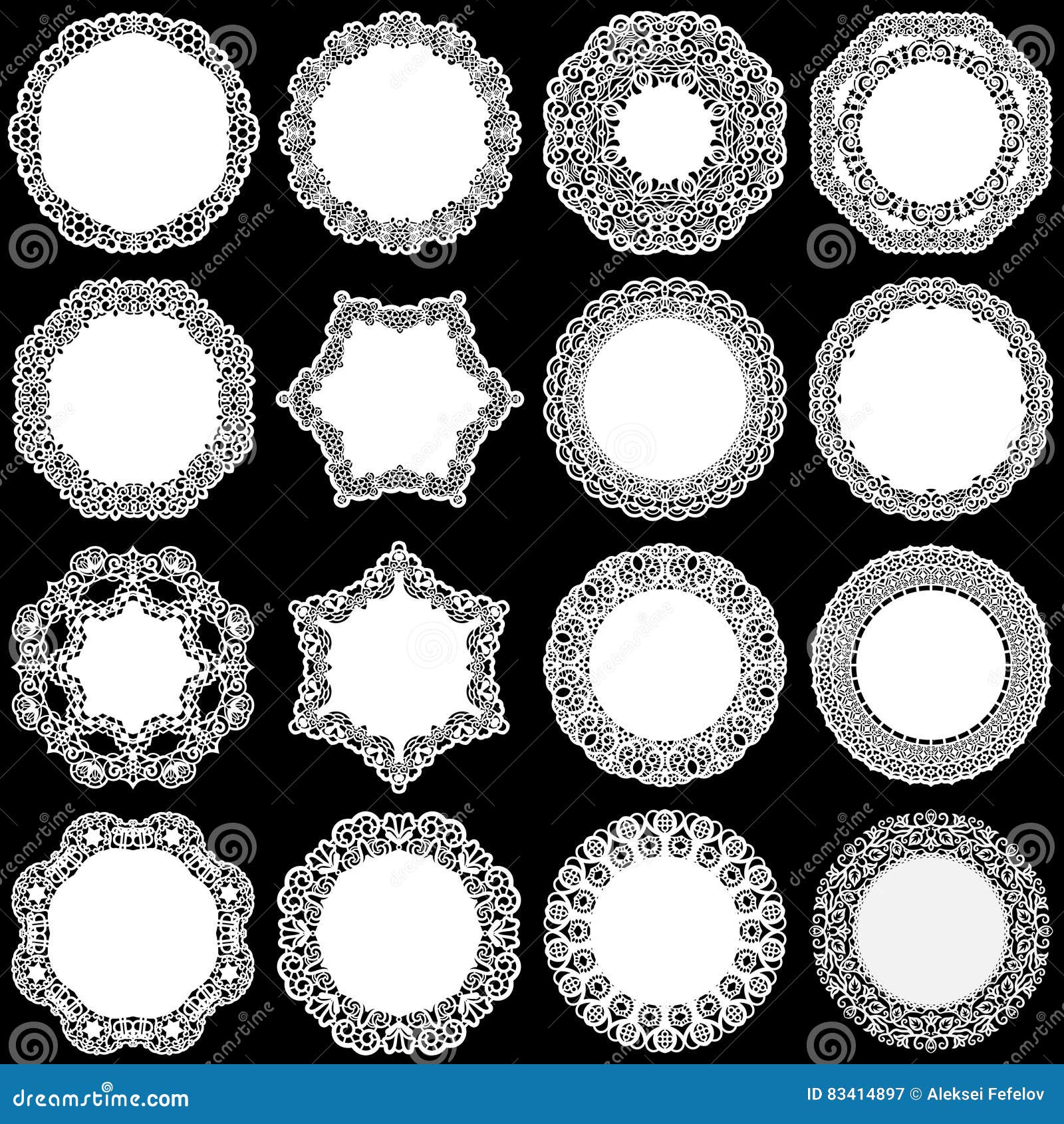 large set of  s, lace round paper doily, doily to decorate the cake, template for cutting, greeting , laser c