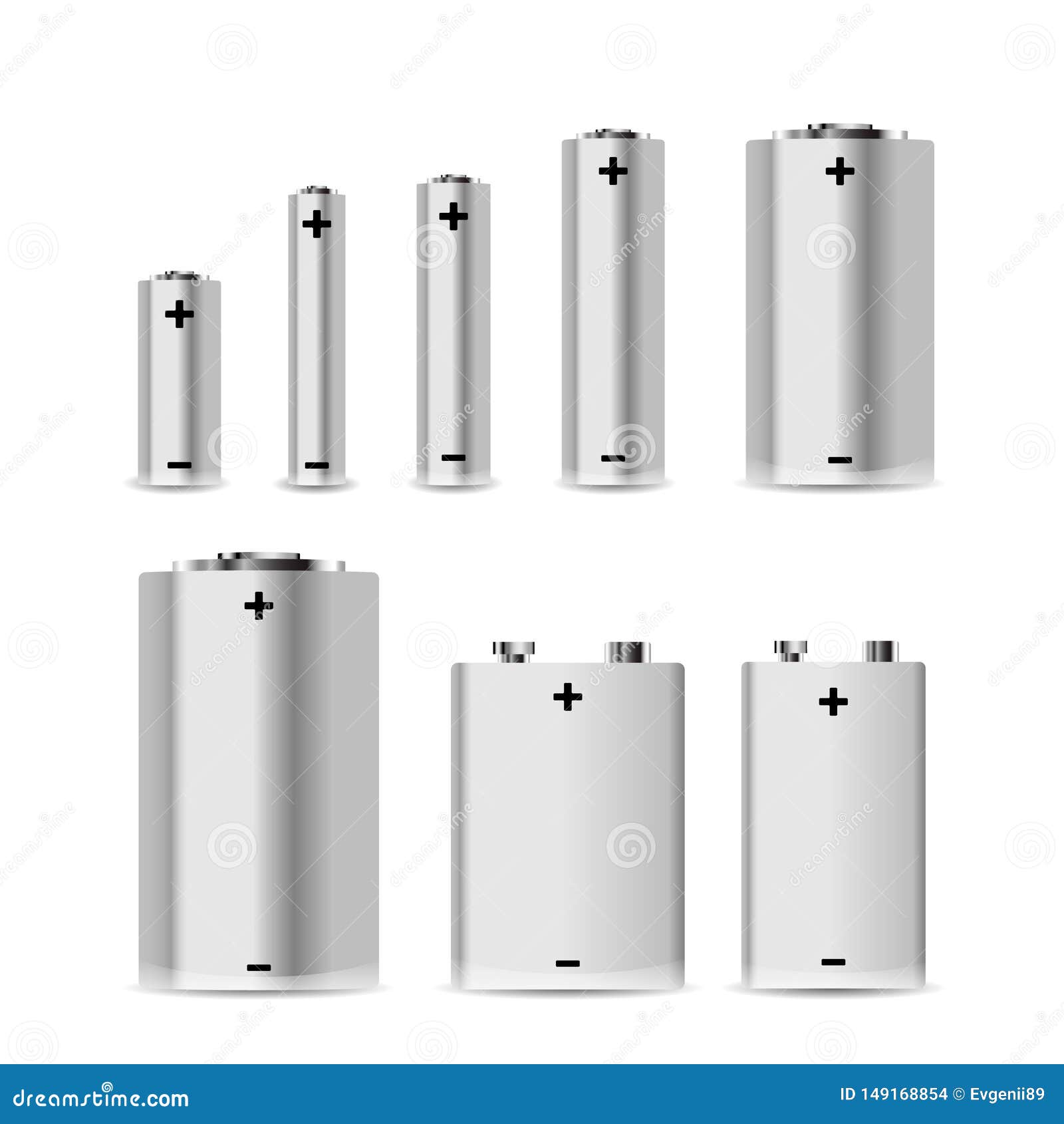 Large Set of Different Alkaline Batteries on White Stock Vector Illustration of isolated