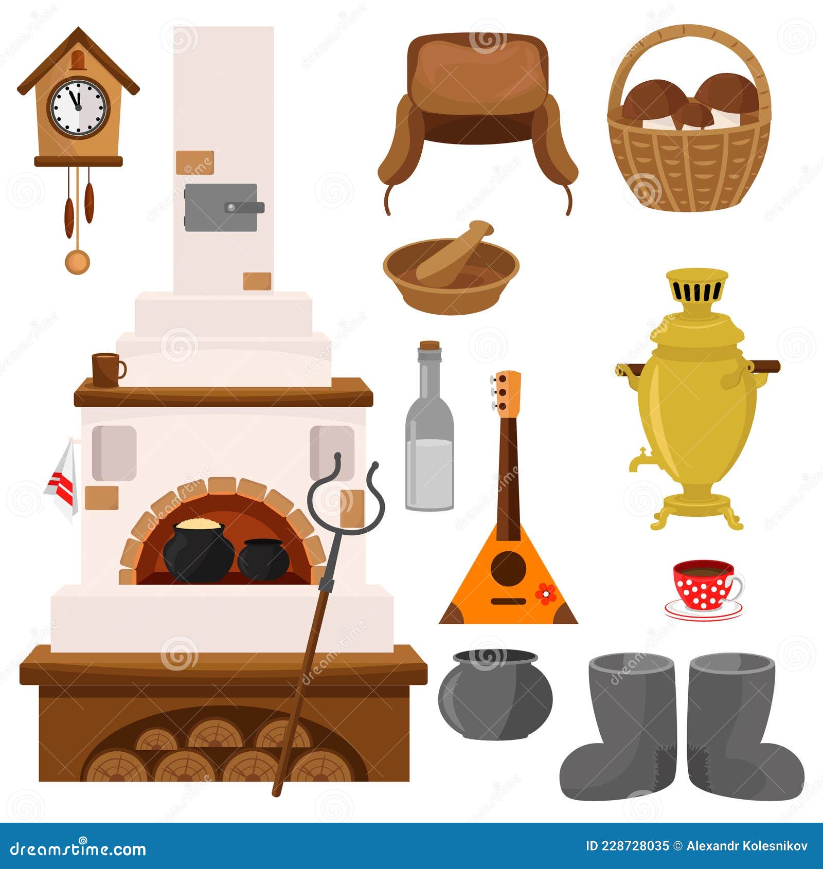 Large set household items on white background Vector Image