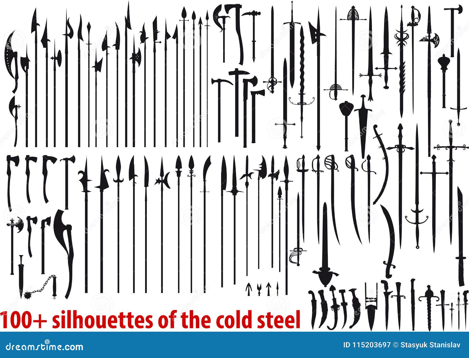 big set silhouettes of the cold steel