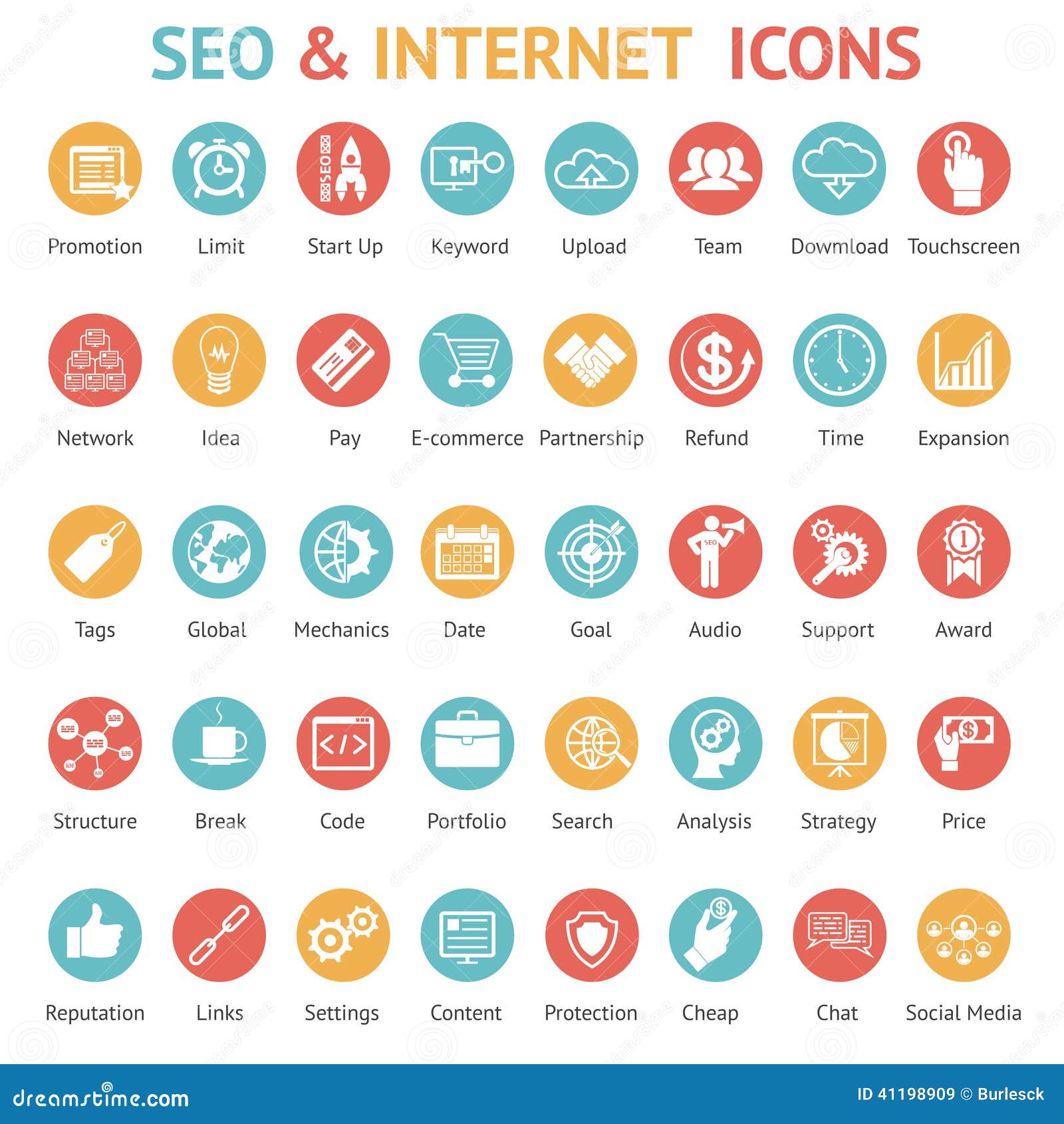 large set of seo and internet icons