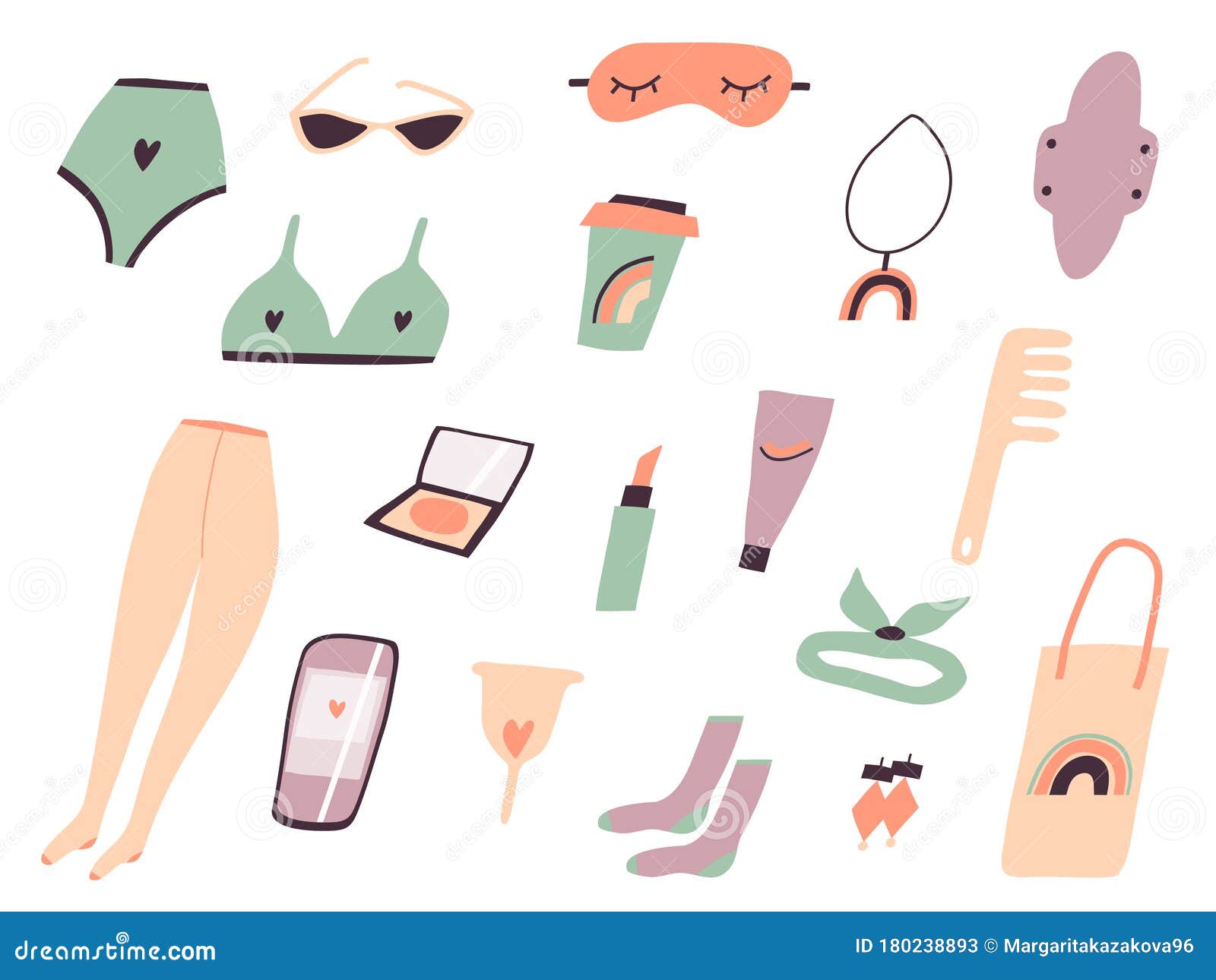 A Large Set of Women S Accessories. Things for Everyday Use Stock Vector -  Illustration of coffee, object: 180238893