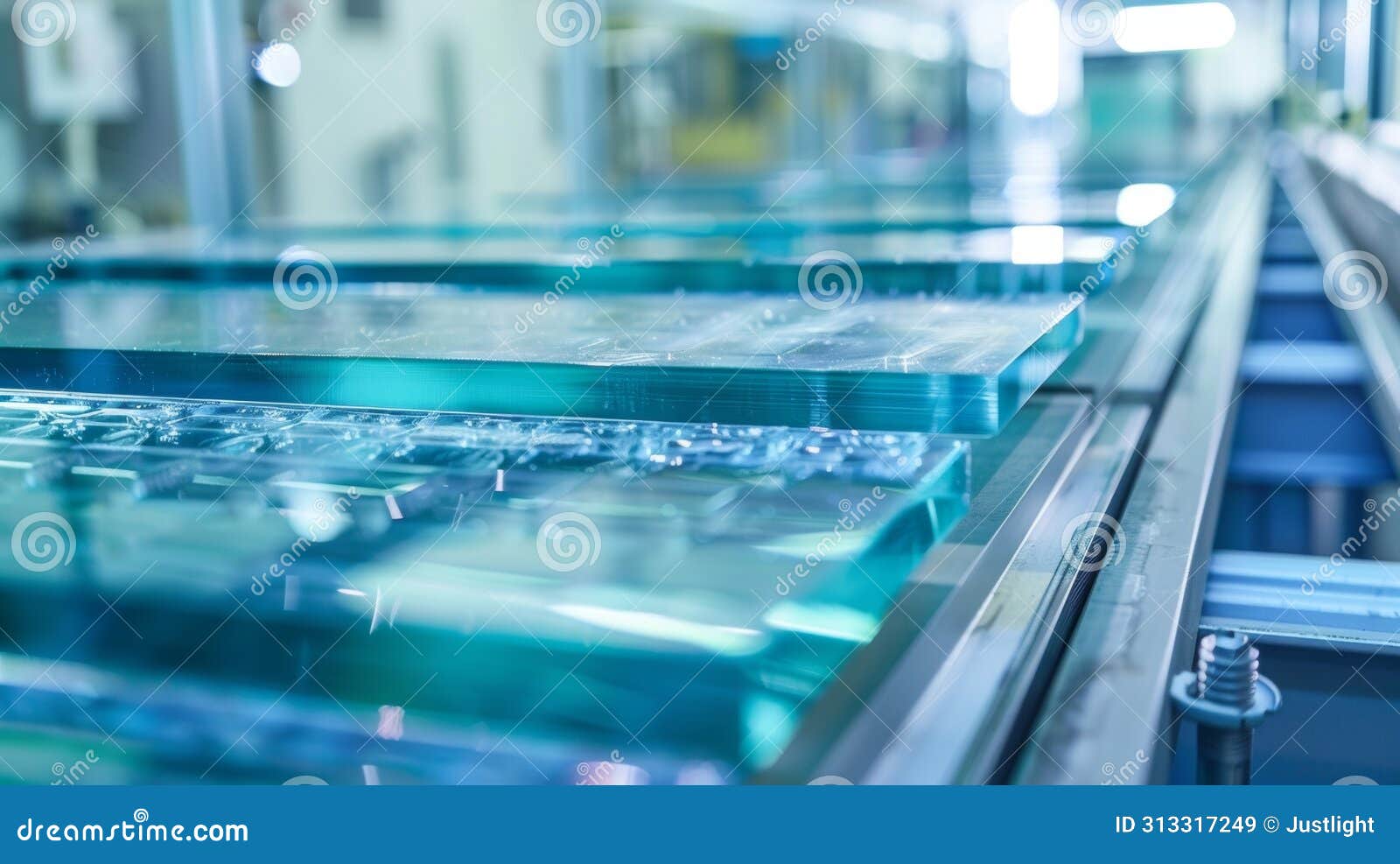 large sheets of glass being carefully and inspected for imperfections before being used to encase solar cells. .