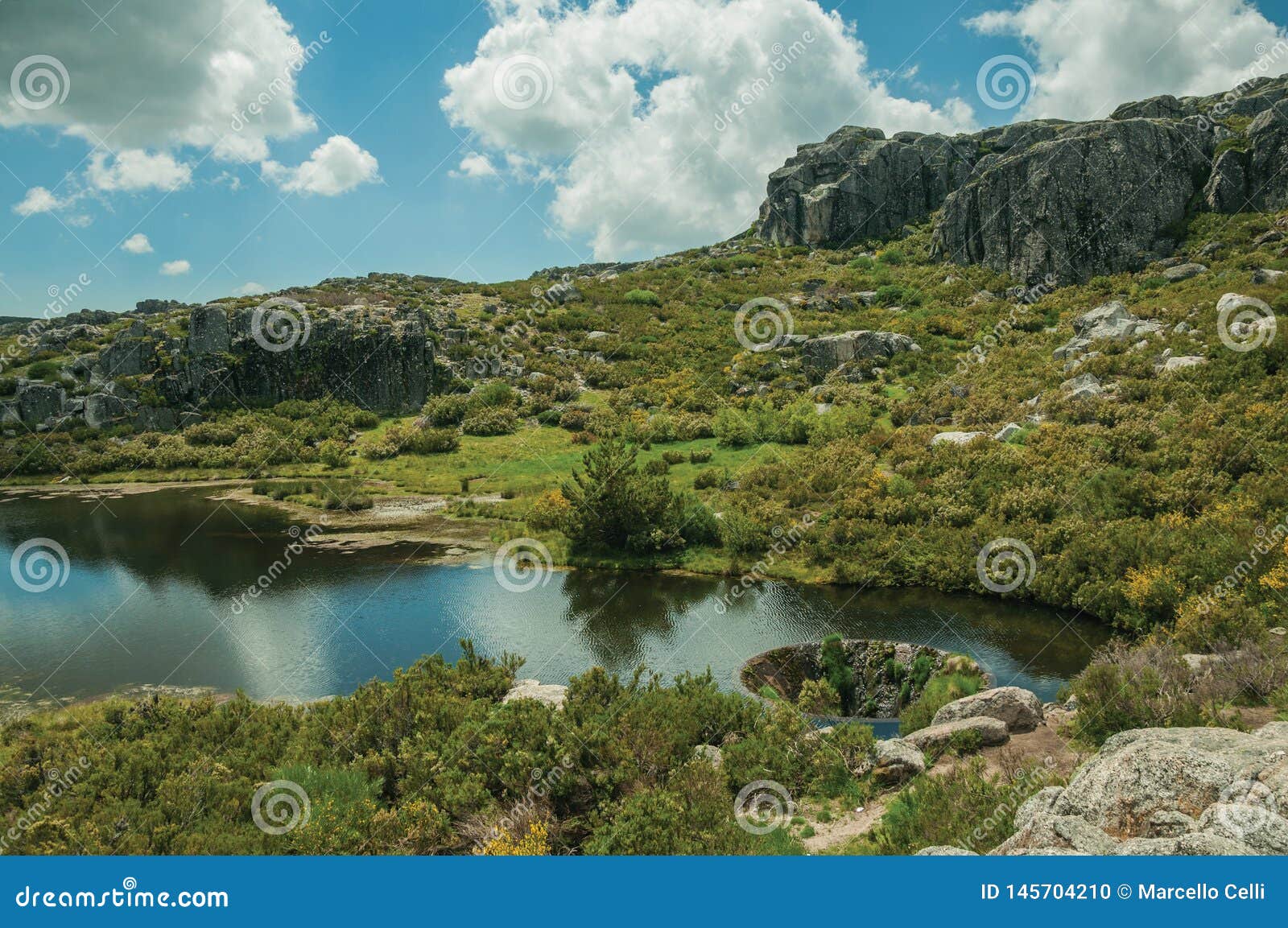 Large Sinkhole In A Dam Lake On The Highlands Stock Photo