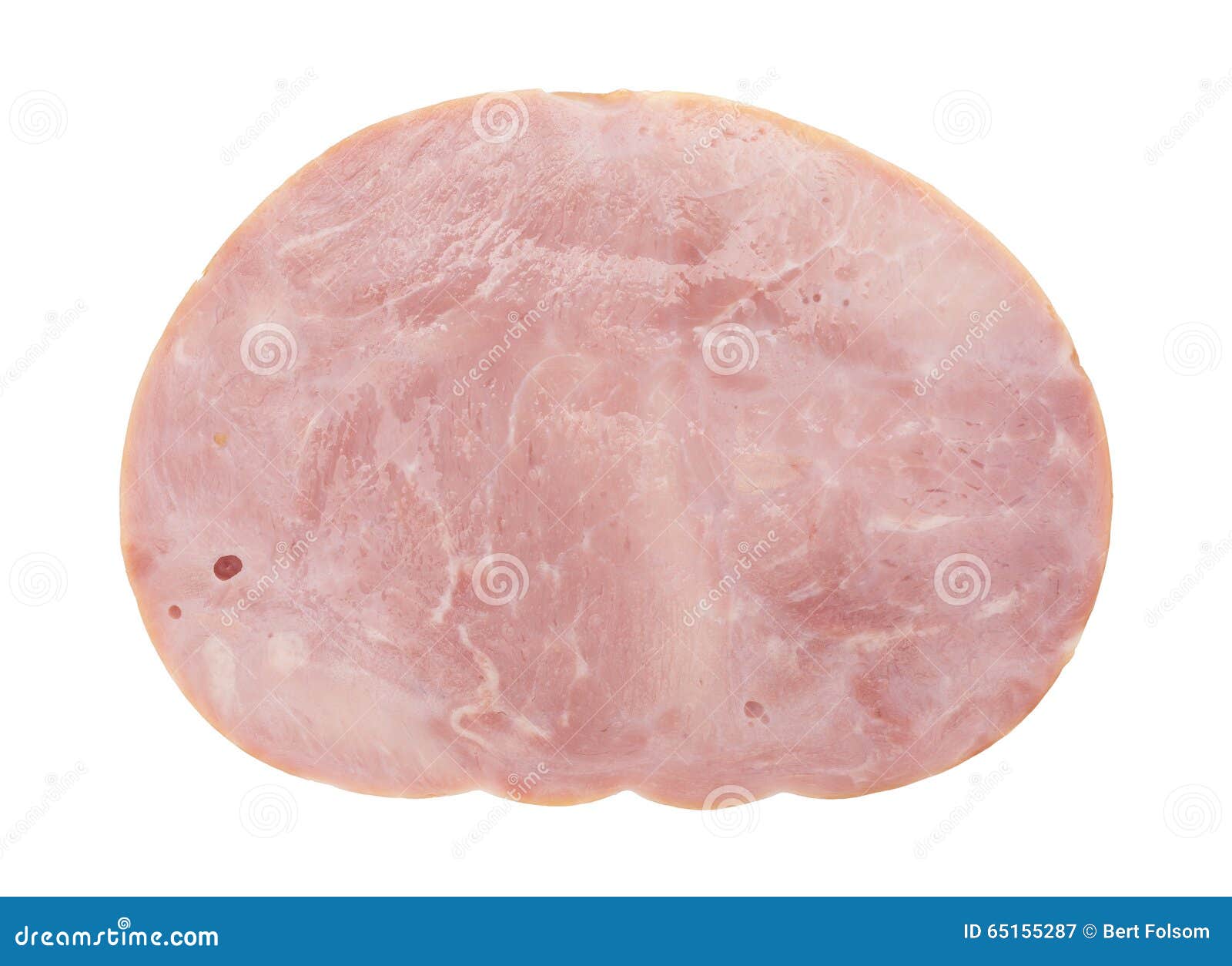 Large Slice of Low Sodium Ham Steak on White Background Stock Image