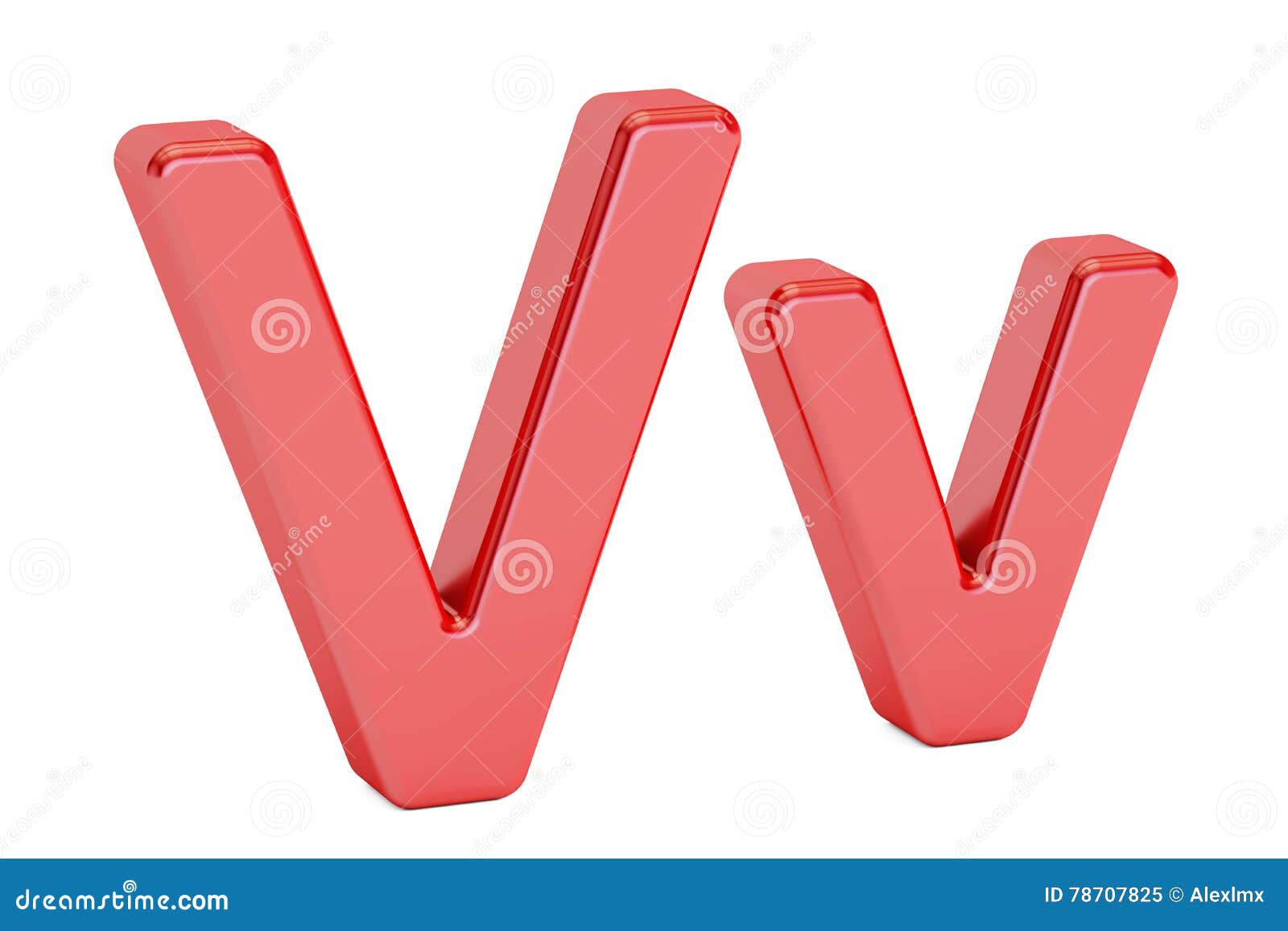 Large And Small Red Letter V 3d Rendering Stock Illustration
