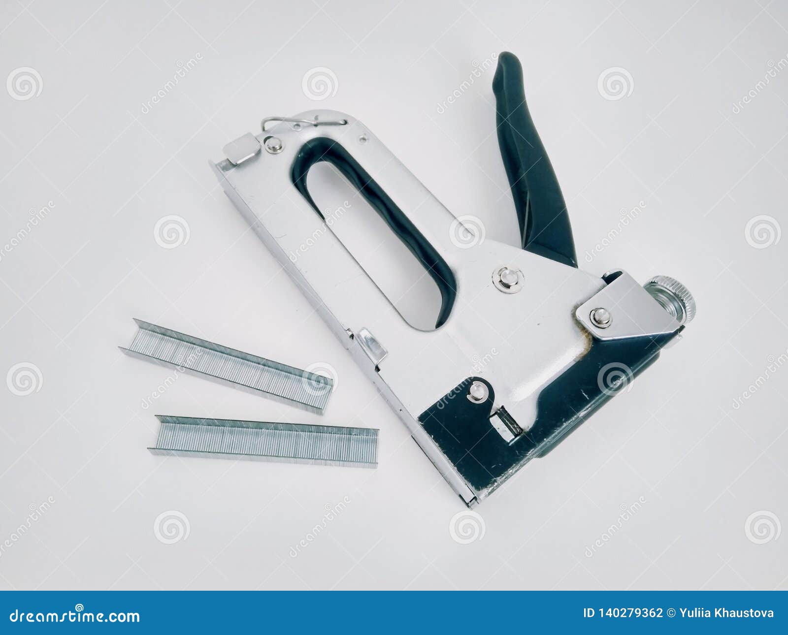 Large Stapler and Staples for Construction Work Stock Photo Image of