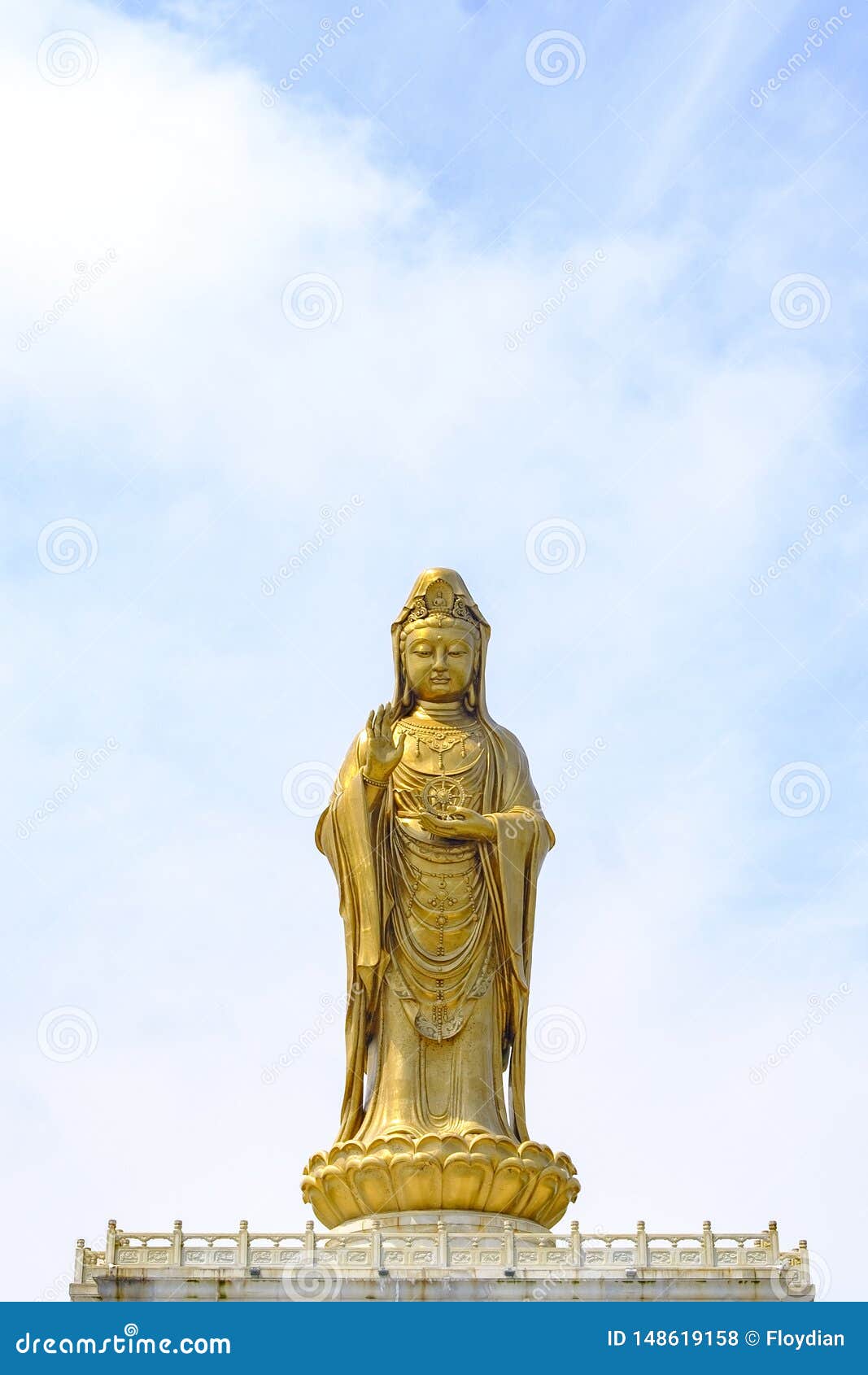 Large Statue of Guanyin Bodhisattva in Putuo Mountain Stock Photo