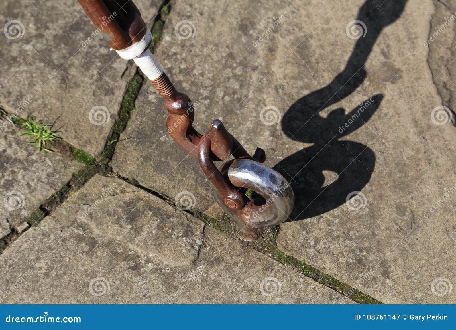 Large Steel Hook Attaching a Steel Cable To an Iron Ring Set Int Stock