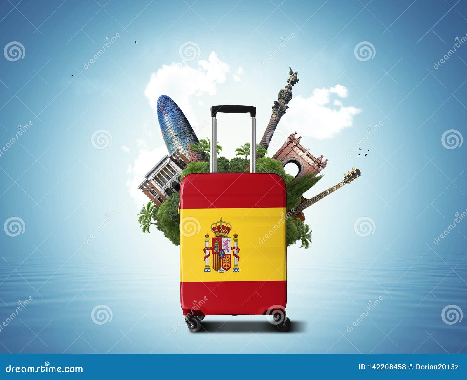 Large Suitcase with Spanish Flag Stock Photo Image of suitcase
