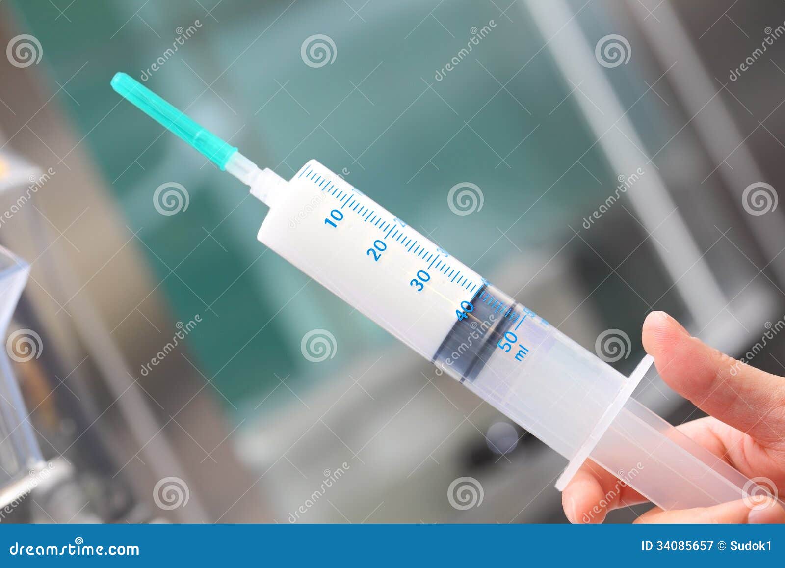 Large Syringe with a White Medicine Stock Image Image of science