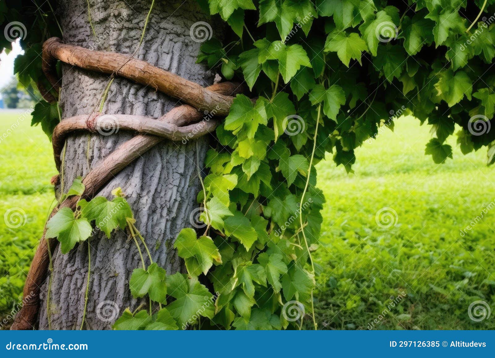 Large Vine Wrapping Around a Tree Trunk Stock Image Image of greenery