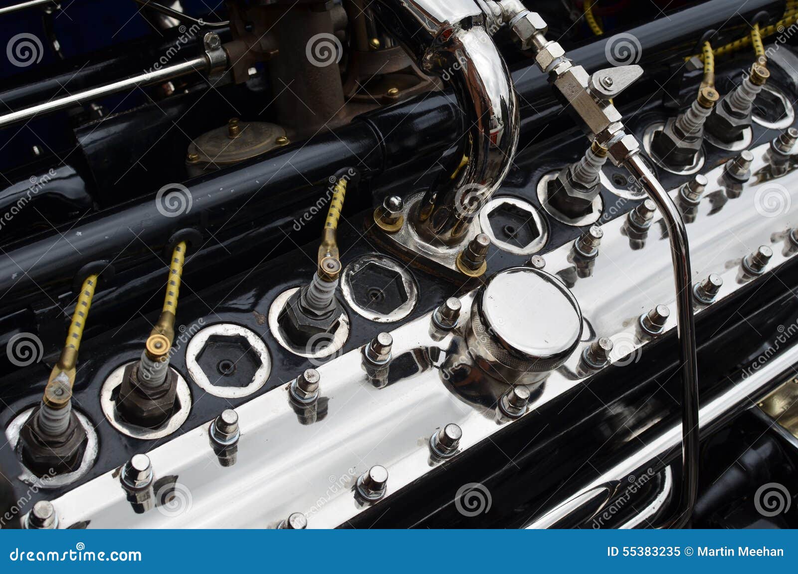 Large vintage car engine. stock image. Image of vehicle 55383235