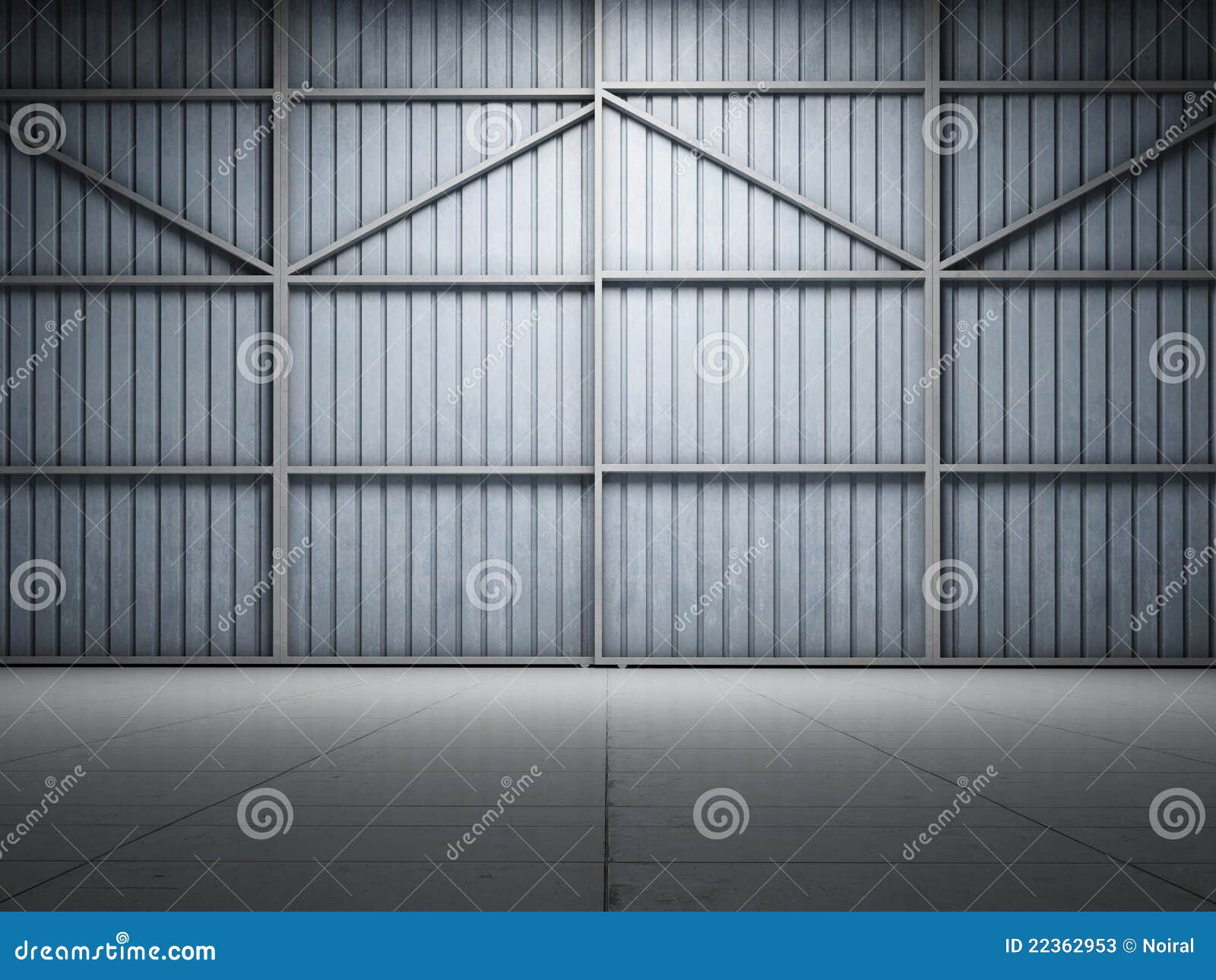 large warehouse door illuminate