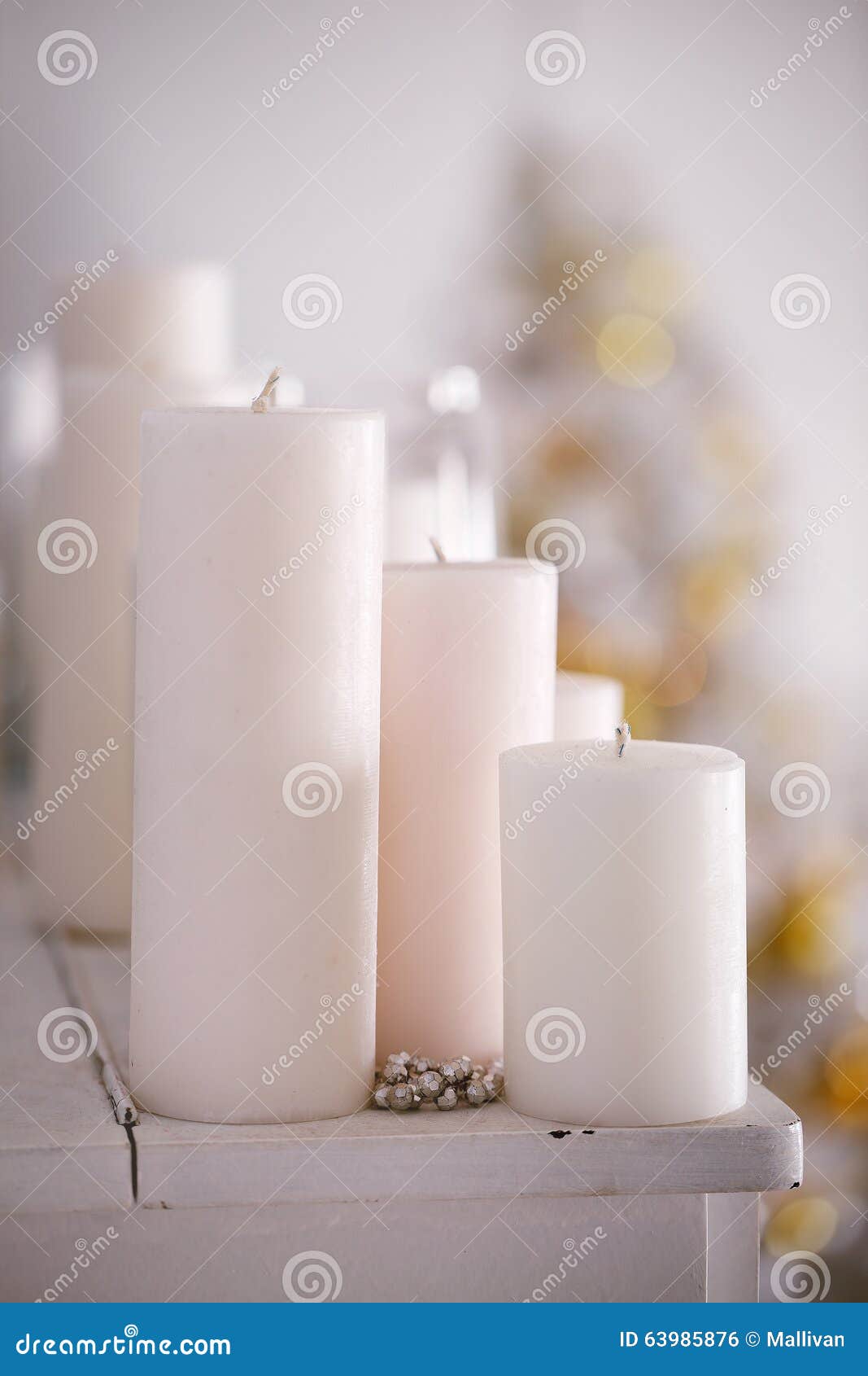Large white candles stock photo. Image of light, adorn 63985876