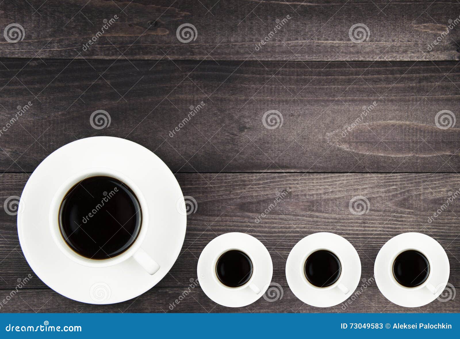 Large White Coffee Cup and Three Small Cups Stock Image Image of