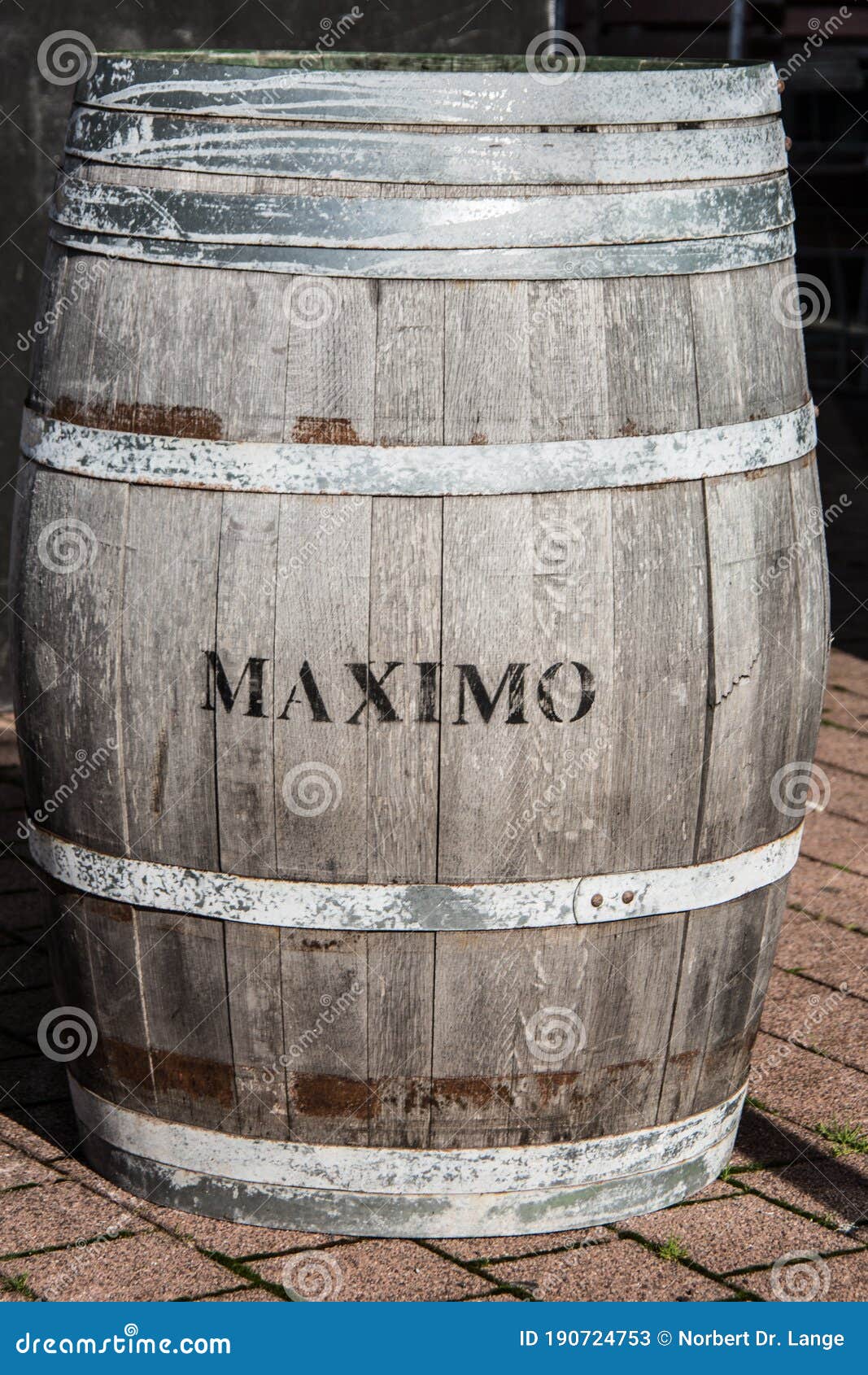 Large Wooden Beer Barrel on the Pavement Editorial Stock Photo Image