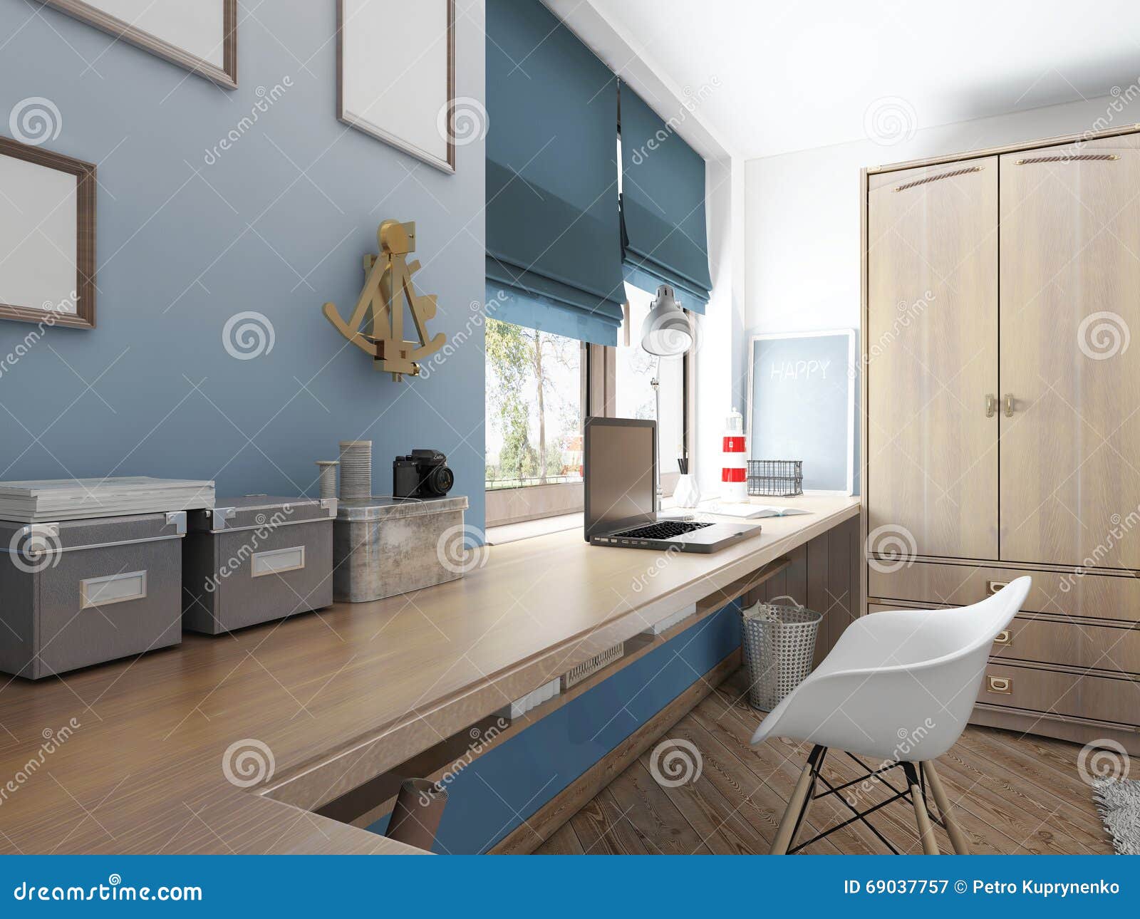 large work desk child nursery children s room nautical theme table decorative objects d render 69037757