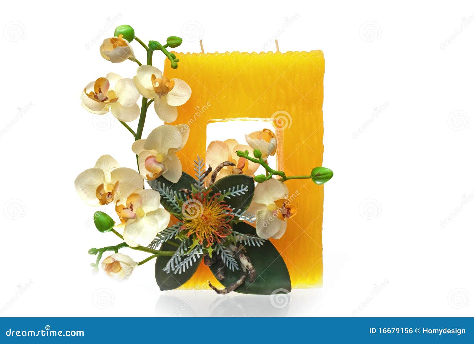Large Yellow Candle with the Flower Stock Photo Image of floral, warm 16679156
