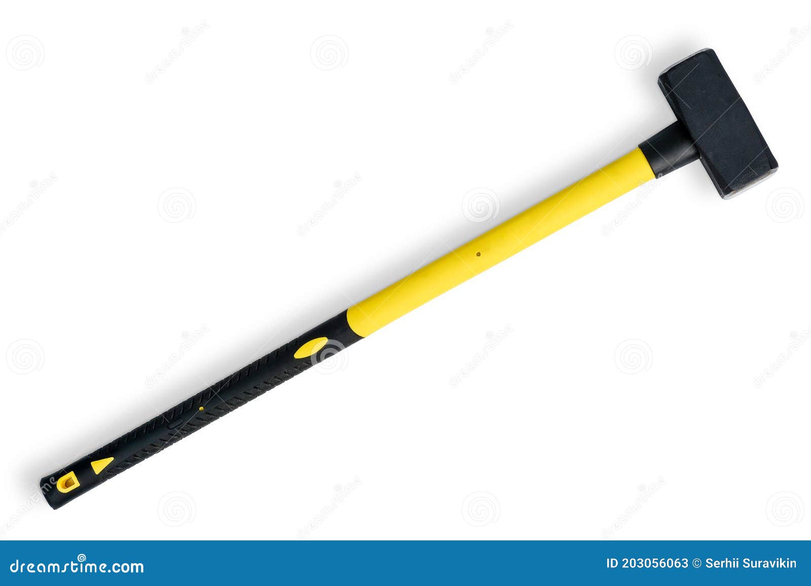 Large Yellow Sledgehammer from Fireman`s Toolbox Isolated on White