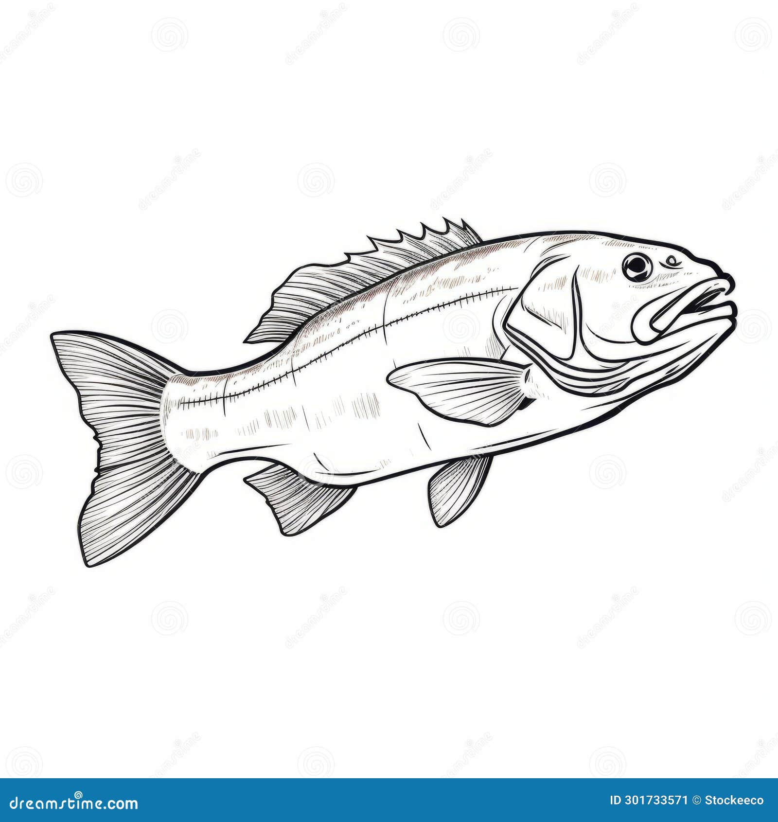Largemouth Bass Drawing: Clean and Sharp Linear Illustration with Bold  Outline Stock Illustration - Illustration of techniques, linear: 301733571