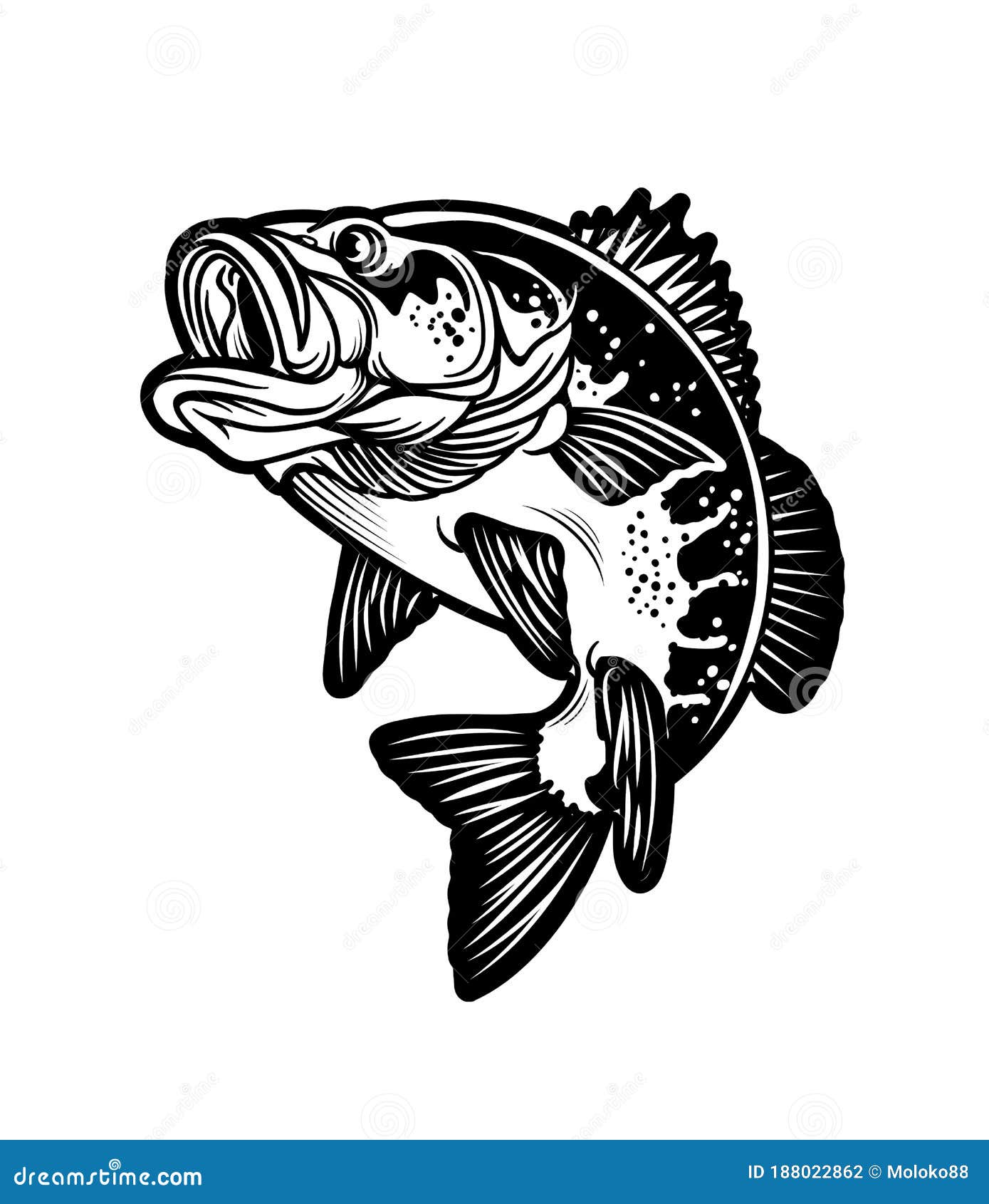 Largemouth Bass Black White Stock Illustrations – 354 Largemouth