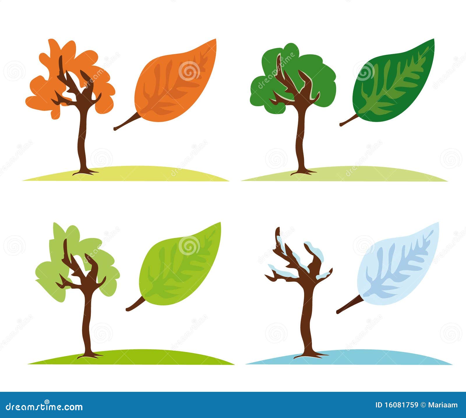 Las 4 estaciones ilustración del vector. Ilustración de hoja - 16081759, image size:1600x1437