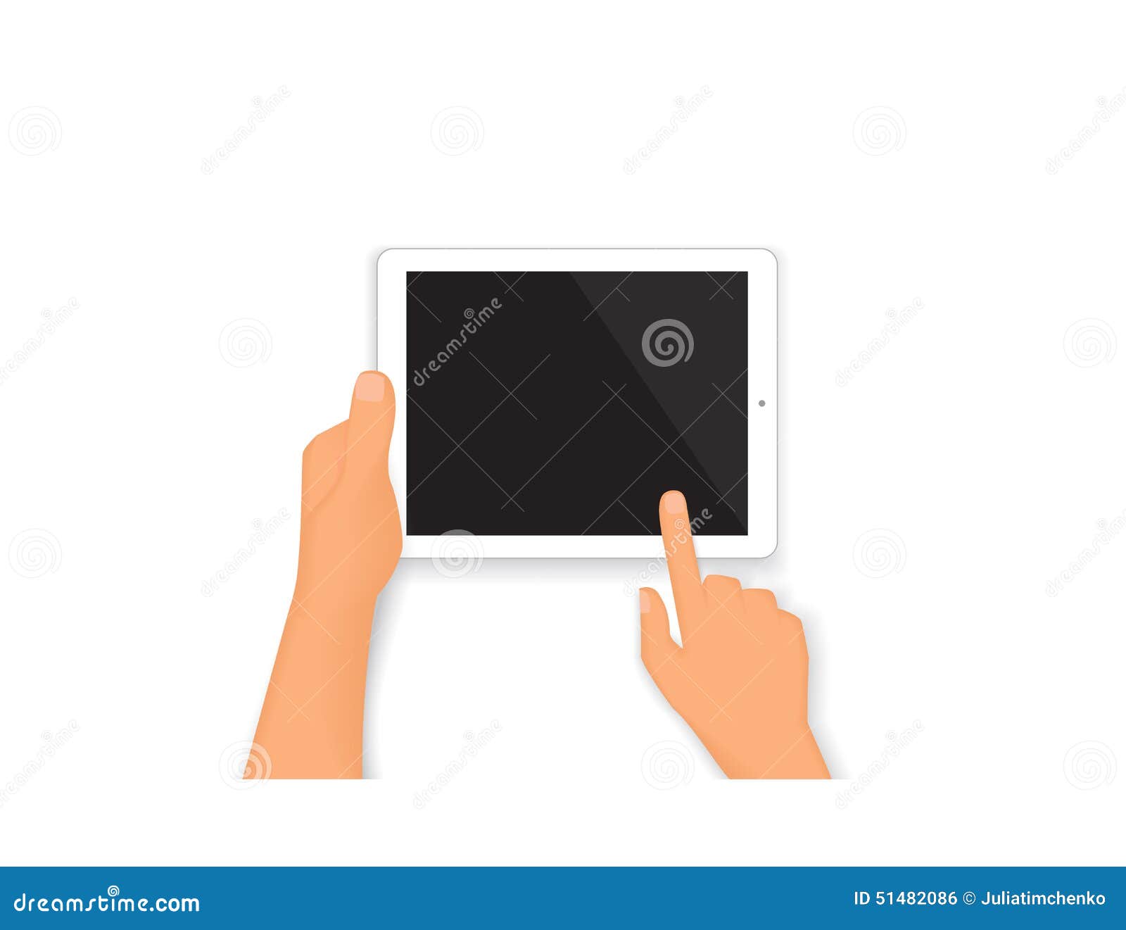 Las manos humanas sostienen una PC de la tableta. Las manos humanas realistas sostienen una PC de la tableta aislada en blanco