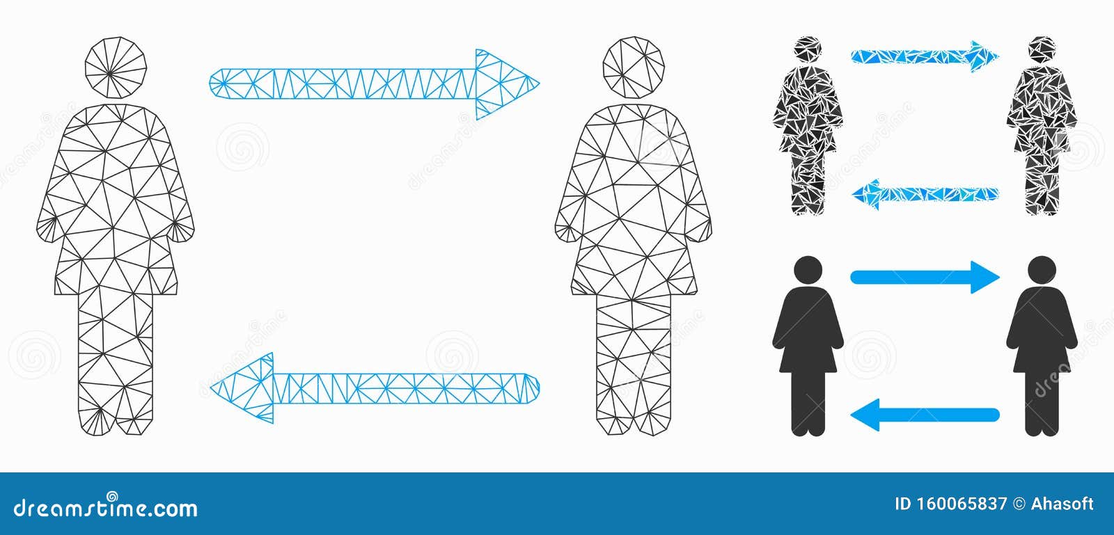 Las Mujeres Intercambian Flores Vector Mesh Carcase Modelo E A Cono De Mosaico Tria Ngulo Ilustracion Del Vector Ilustracion De Poligonal Sincronice