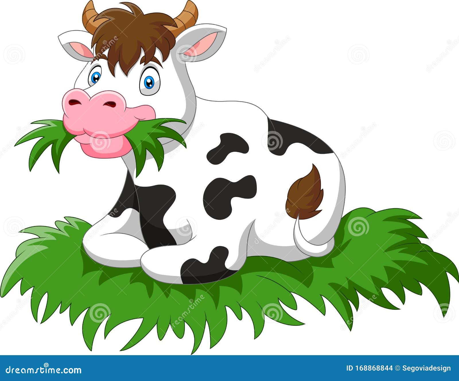Las Vacas De Caricatura Se Sientan Comiendo Hierba Ilustración del Vector -  Ilustración de alarma, adorable: 168868844