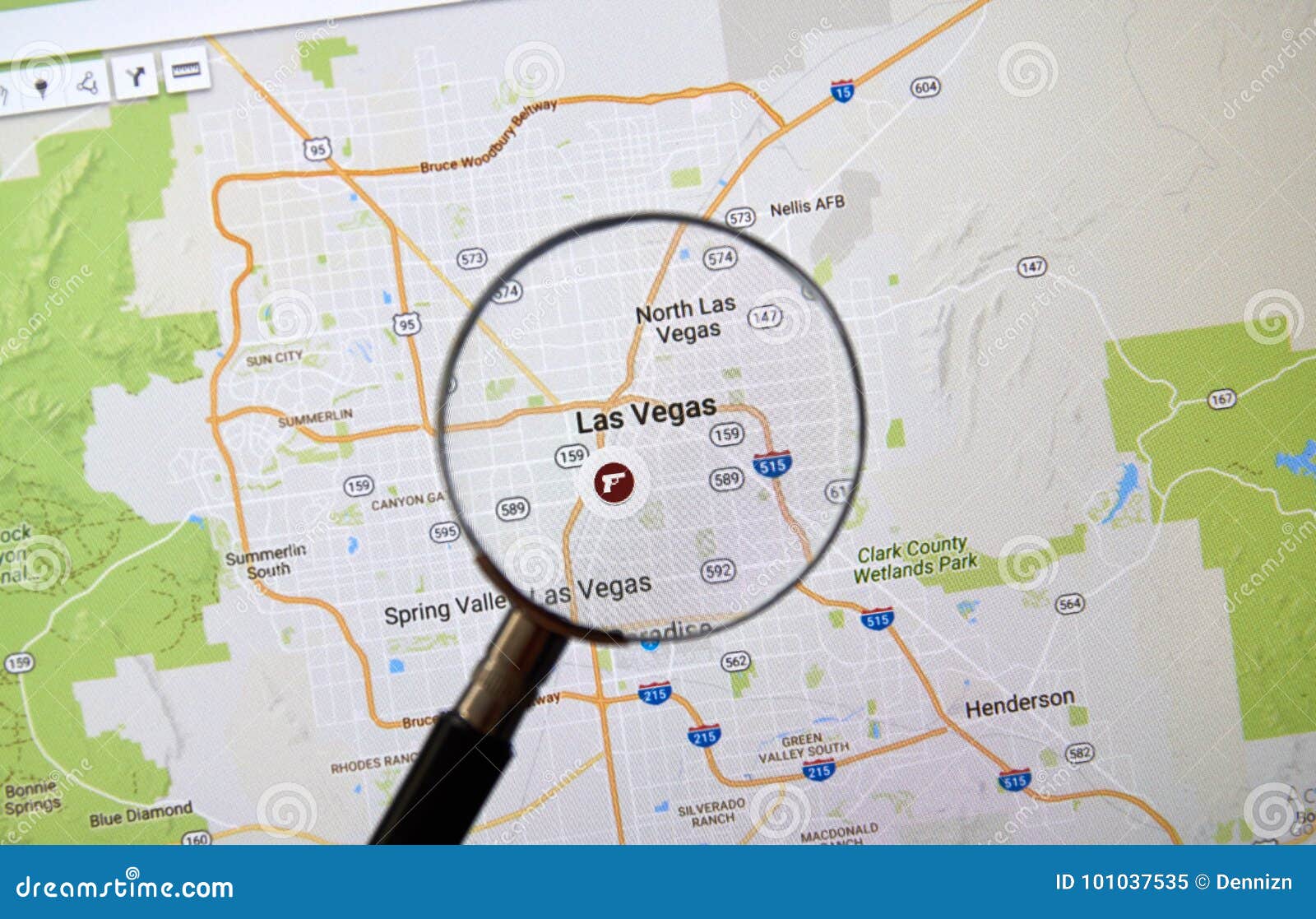 Las Vegas On Google Map Editorial Image Image Of Make 101037535