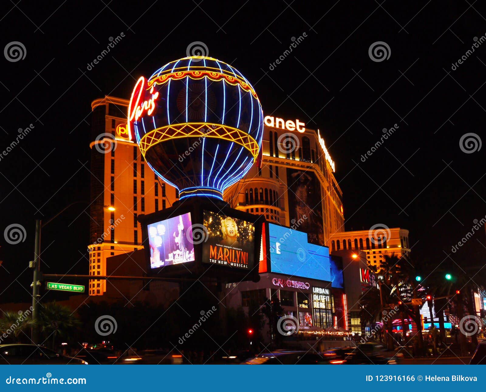 Parigi E Pianeta Hollywood Las Vegas Immagine Stock Editoriale