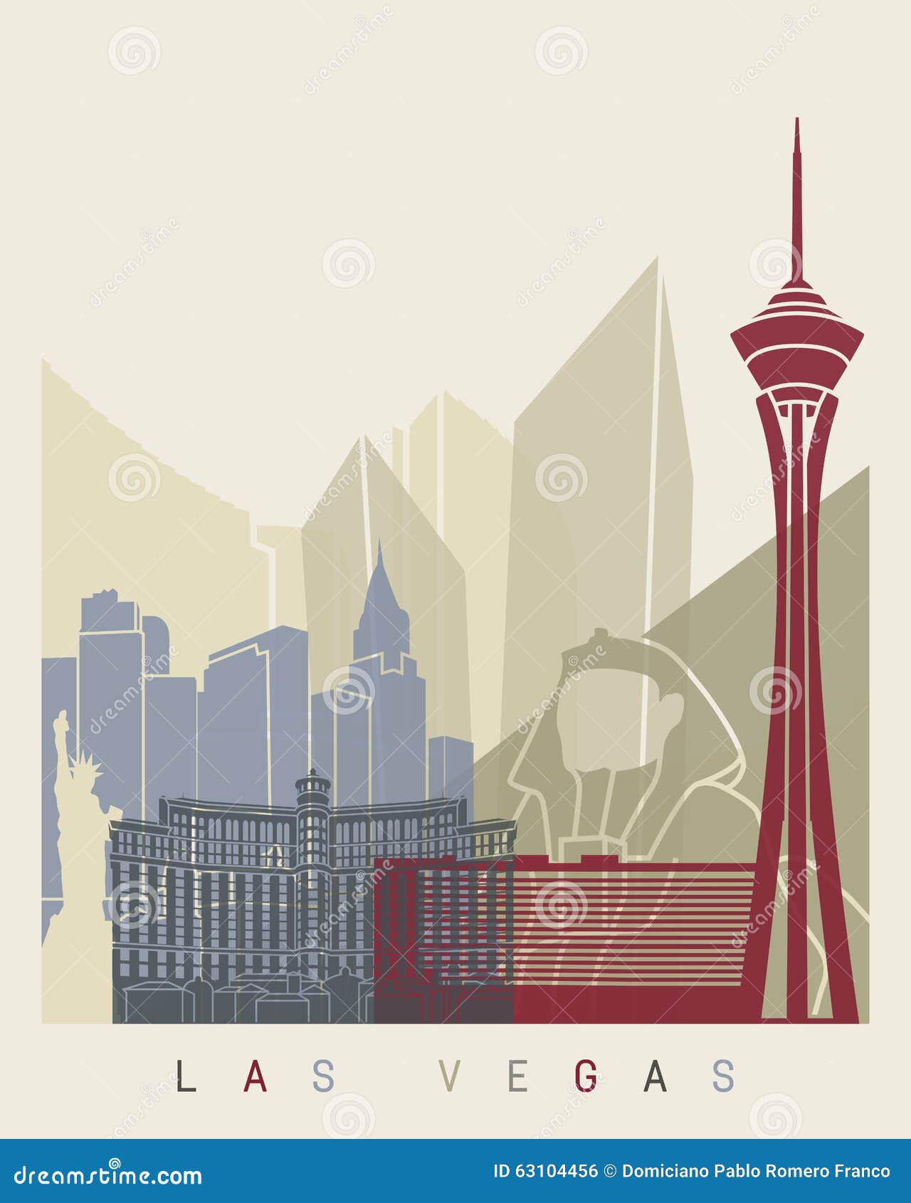 Las Vegas Colored Skyline T-shirt Design Vector Download