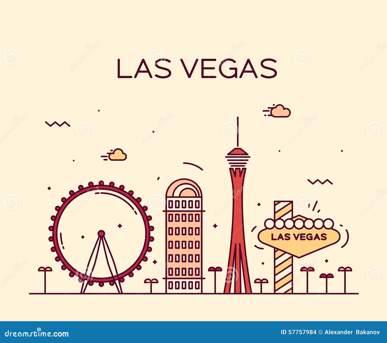Las VegasSkylinevektorillustration Linear Stockfoto