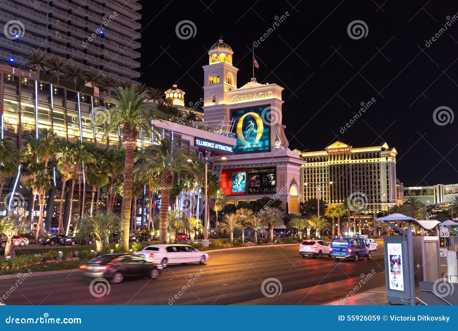 Las Vegas Strip at night editorial stock image. Image of cityscape 55926059