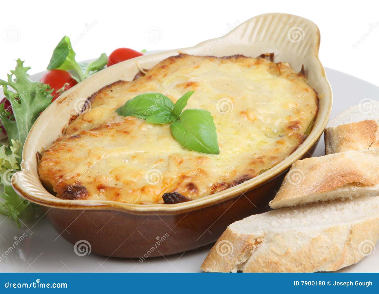 Lasagna With Bread And Salad Stock Photo Image of individual, roaster 7900180