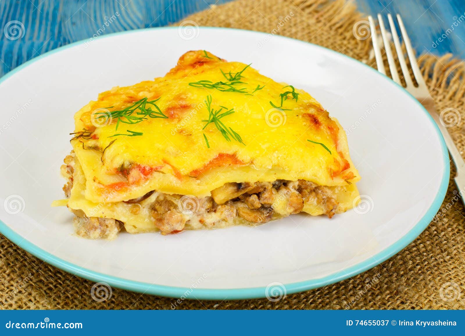 Lasagna with Minced Meat stock image. Image of mozzarella 74655037