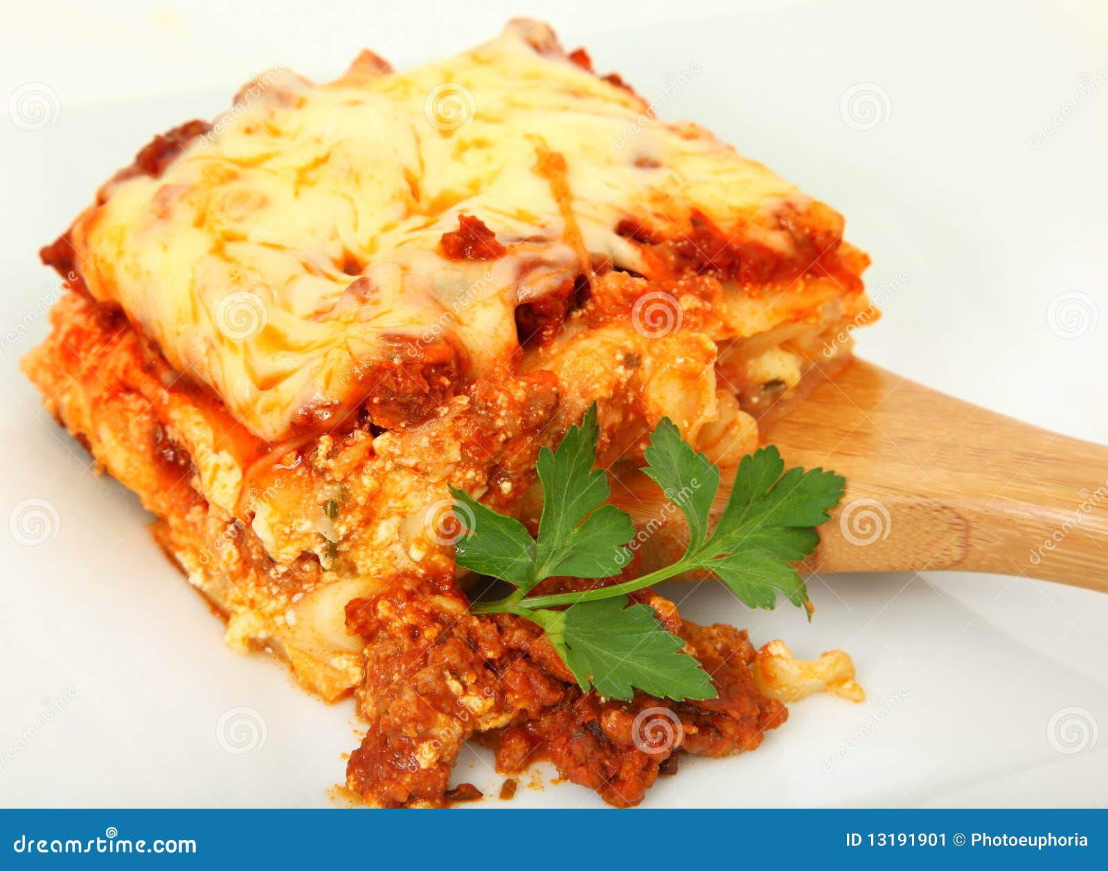 Lasagna Portion on Serving Spoon Stock Image - Image of dinner, italian ...