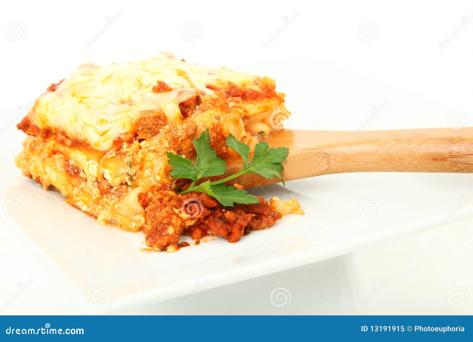 Lasagna Portion on Serving Spoon Stock Image - Image of lasagne ...