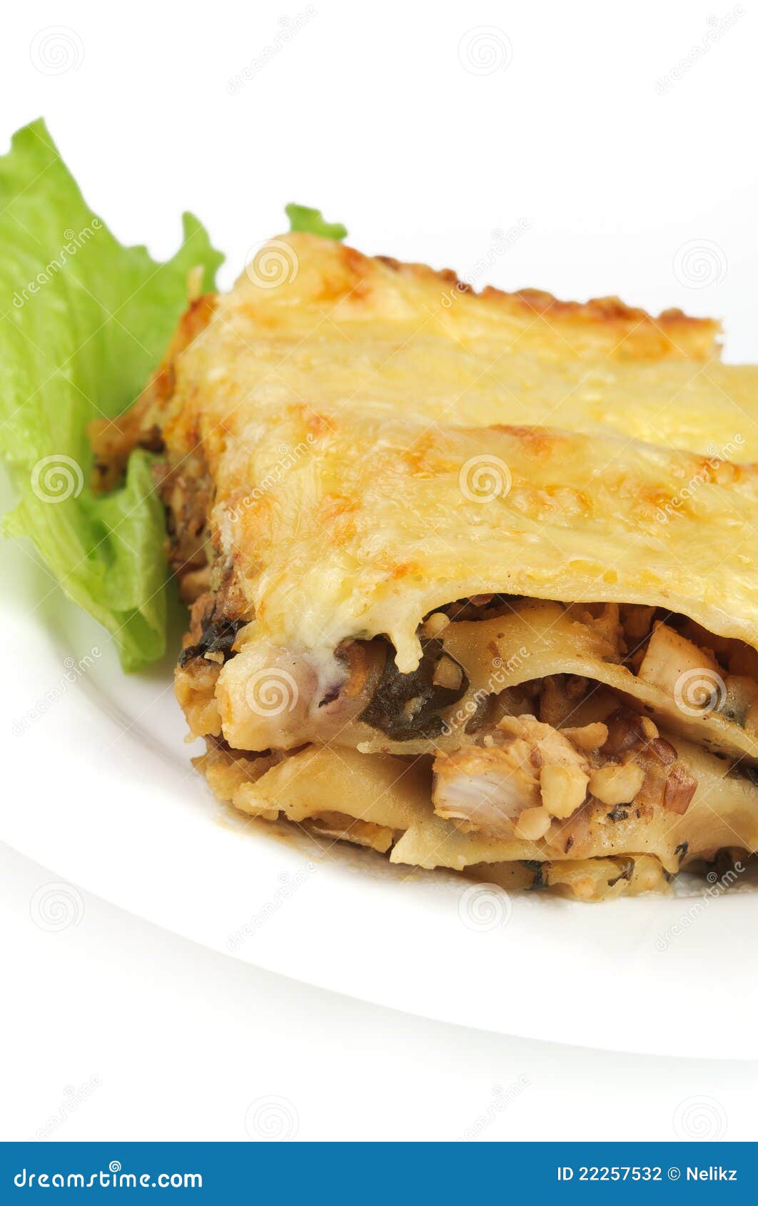 Lasagna on white plate stock photo. Image of cuisine 22257532