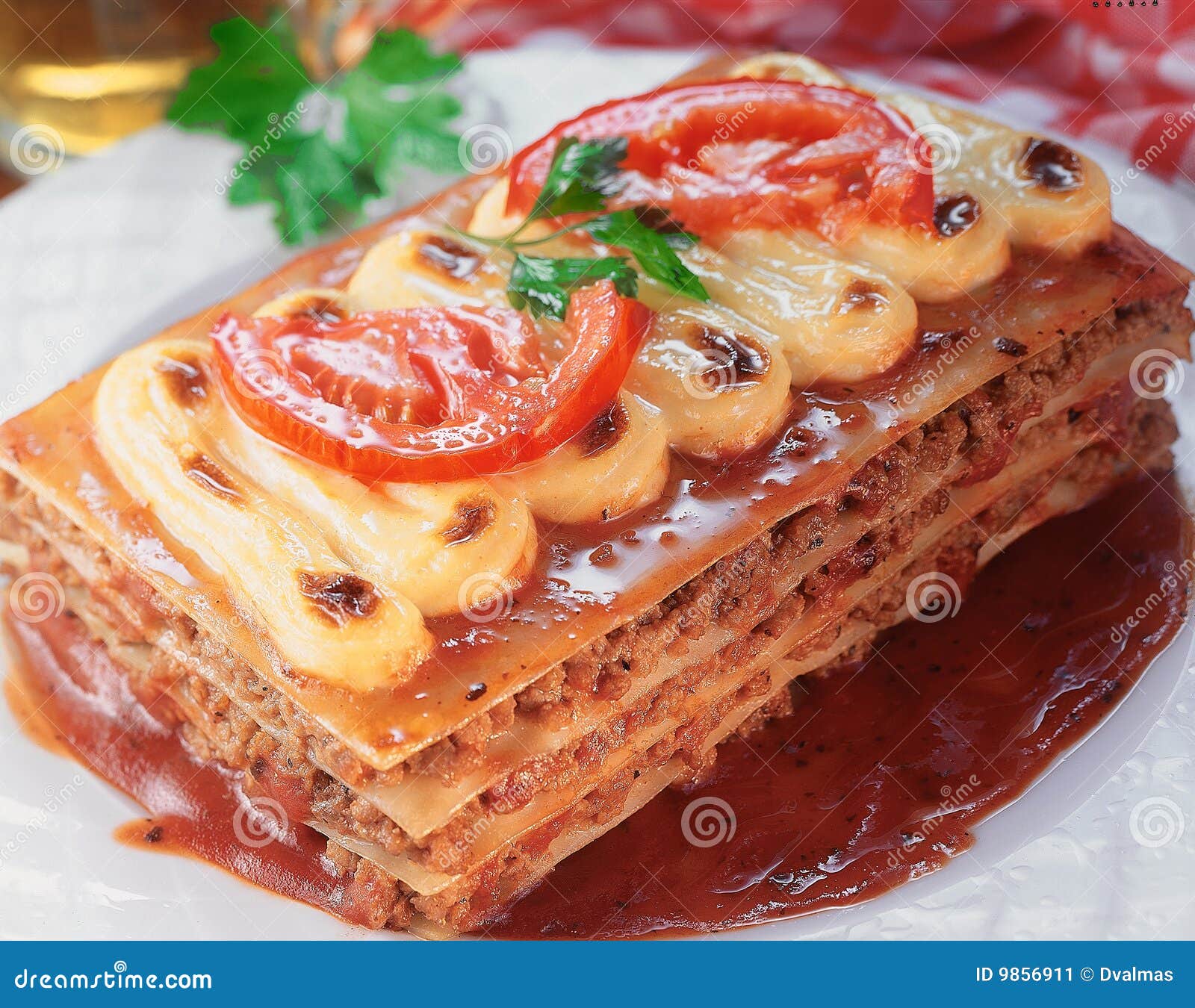 Lasagne. image stock. Image du mordre, méditerranéen, repas - 9856911