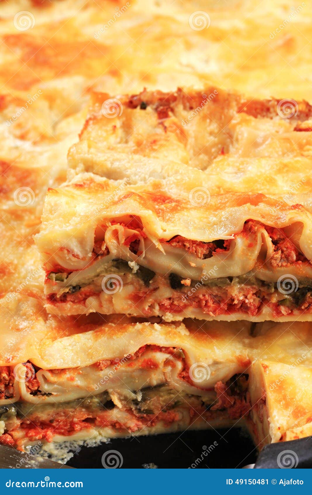 Lasagne in a baking pan stock image. Image of cooked 49150481
