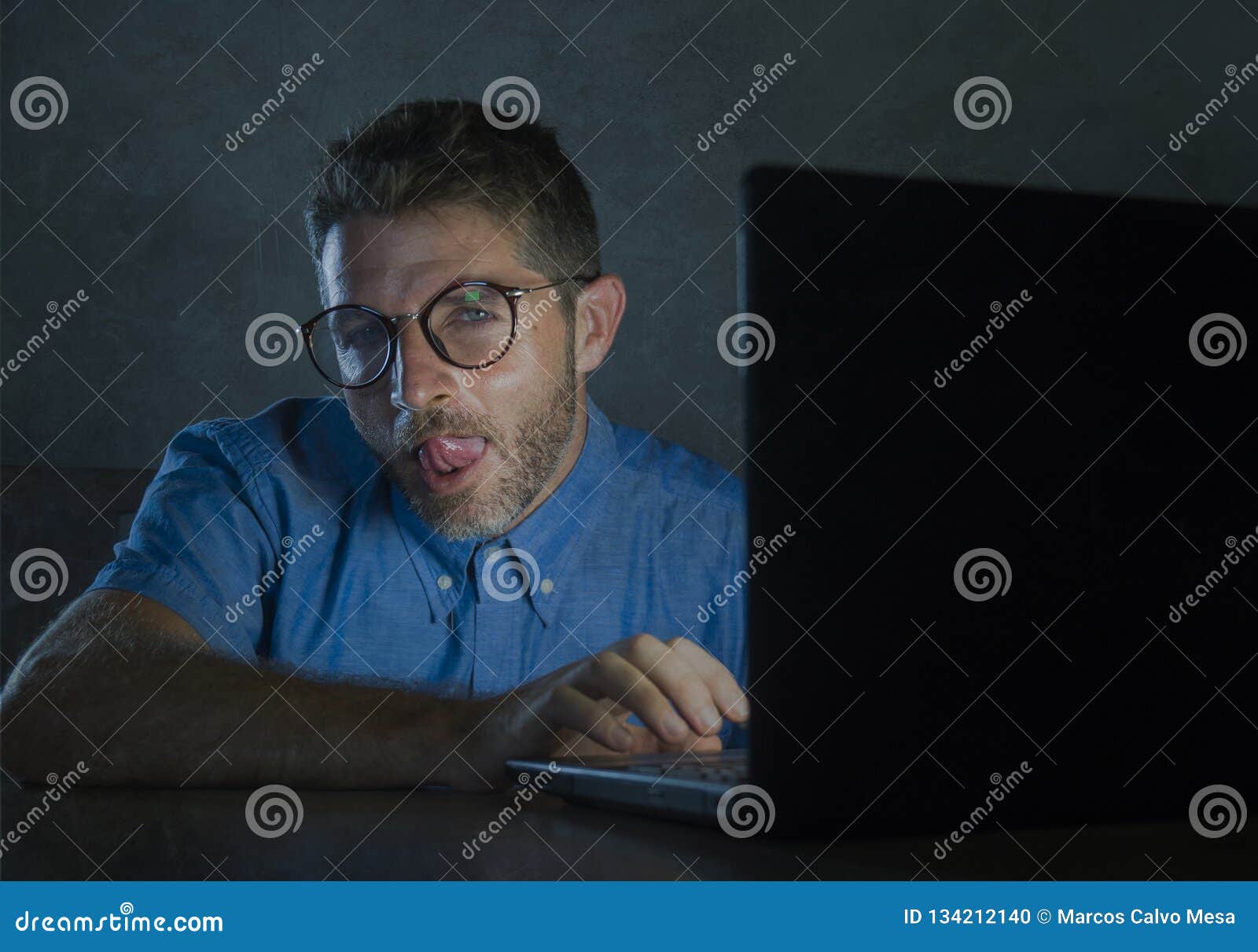 Male Porn Nerd Glasses - Lascivious Aroused Addict Man In Nerd Glasses Watching Sex ...