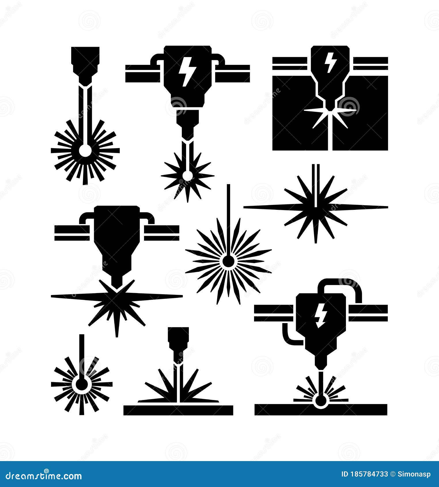 Machine Laser Beam Plasma Cutting Symbol Stock Vector - Illustration of