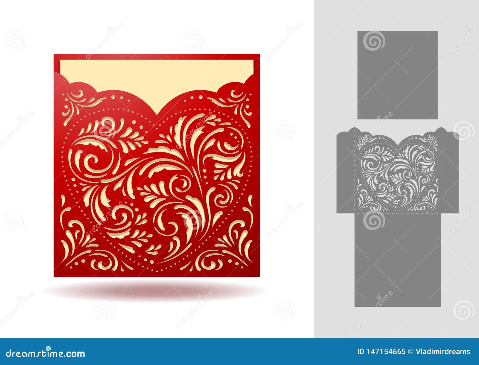 Beautiful Invitation Template for Laser Cut Stock Vector Illustration Beautiful Invitation Template for Laser Cut Stock Vector Illustration