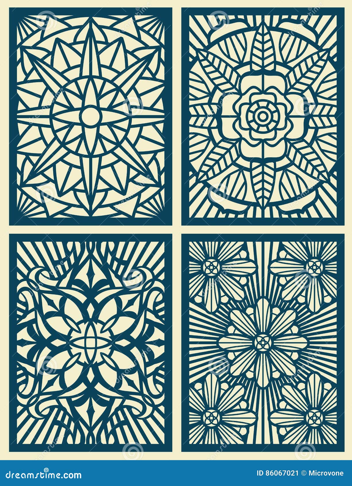 laser cut fretwork  pattern cards, panels