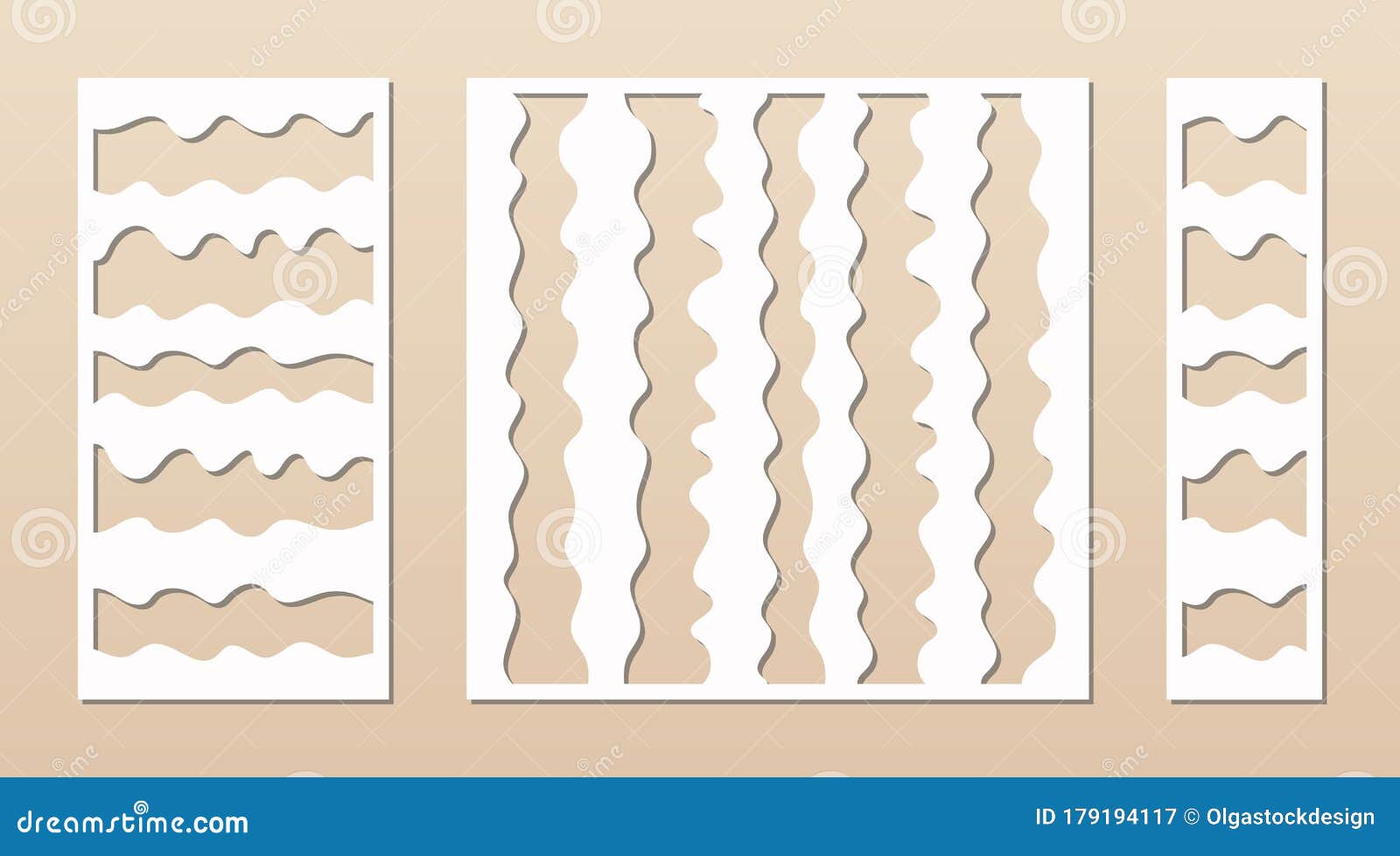 Laser Cut Panel Template. Vector Geometric Pattern with Wavy Lines