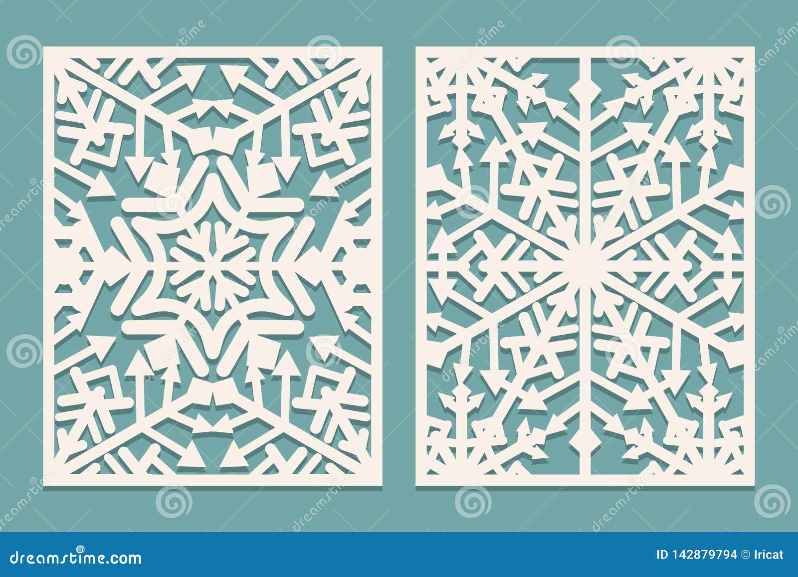 Laser Cut Panels with Snowflakes Pattern for Christmas Paper Cards